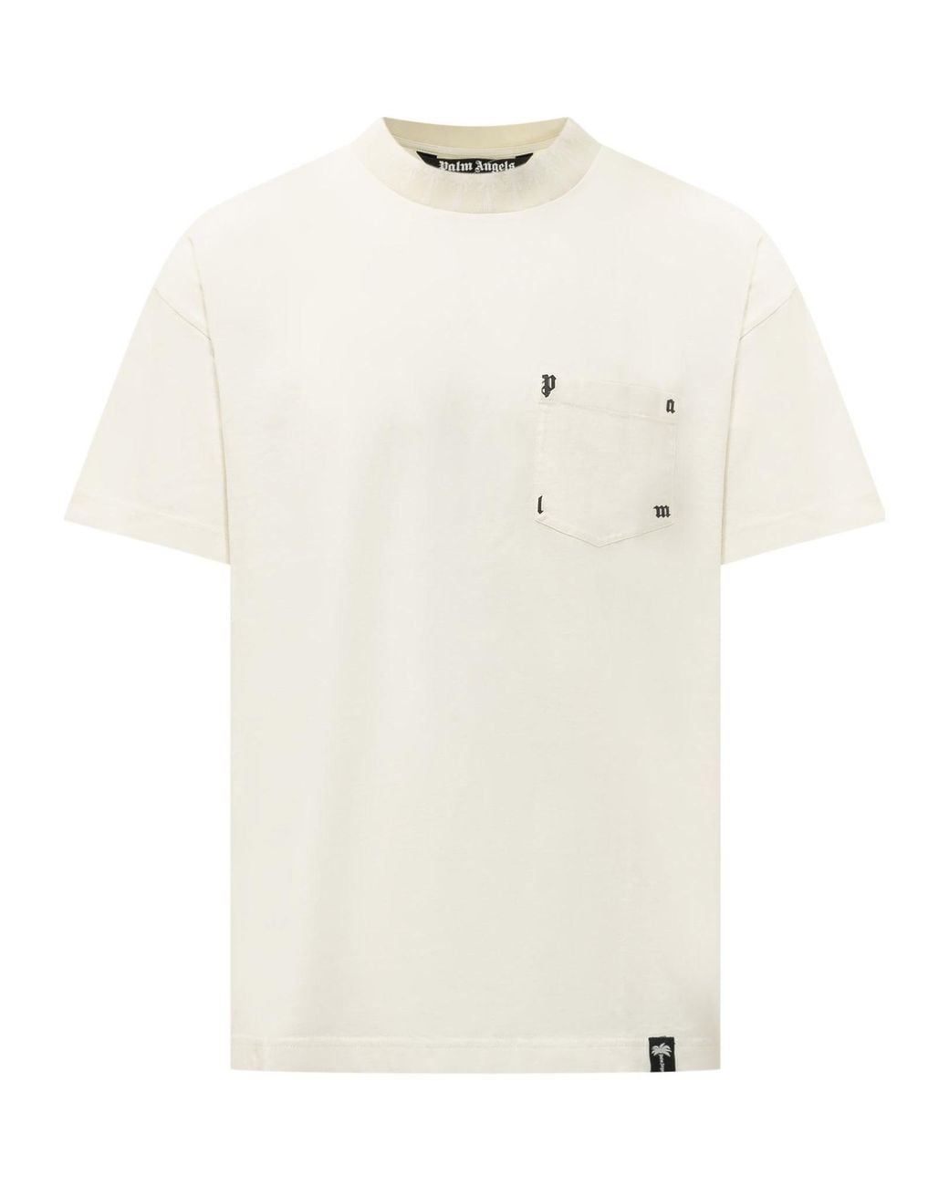Palm Angels White Palm Rib Pocket T-Shirt for men