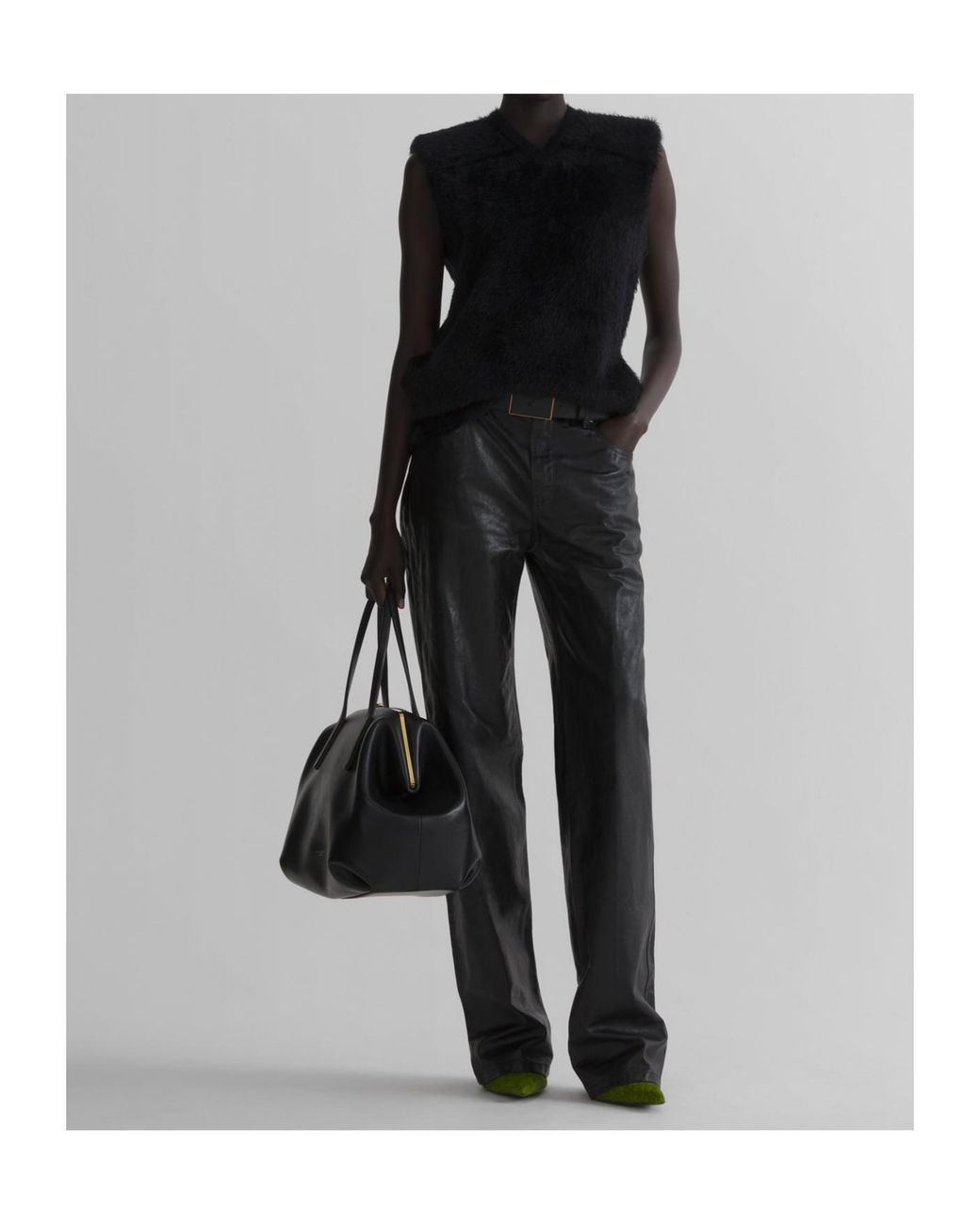 Mugler Black Brushed-Knit Sleeveless Top