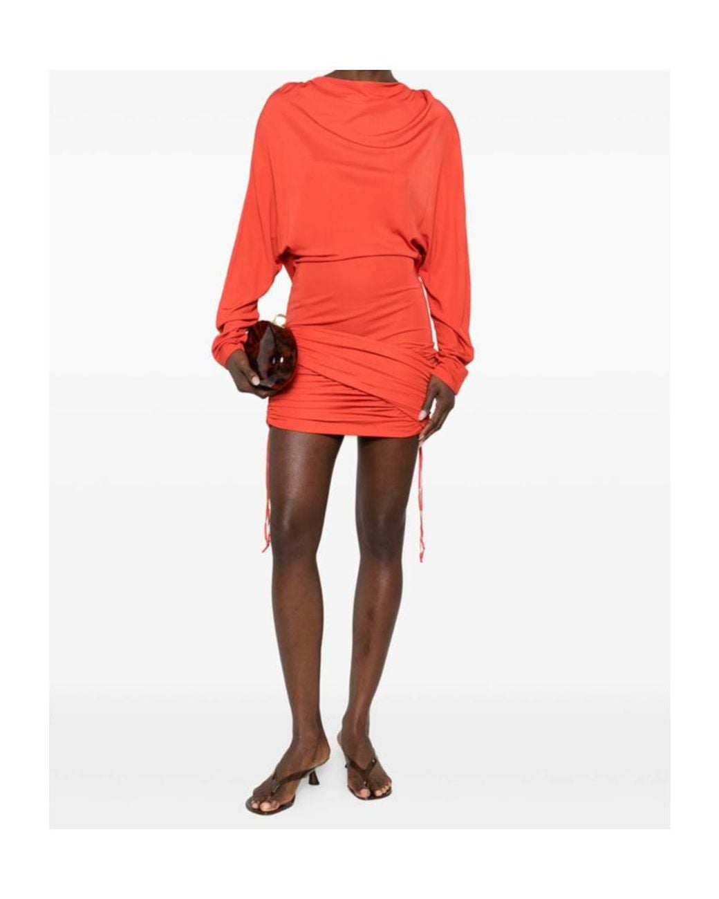 Christopher Esber Red Luna Draped Jersey Mini Dress