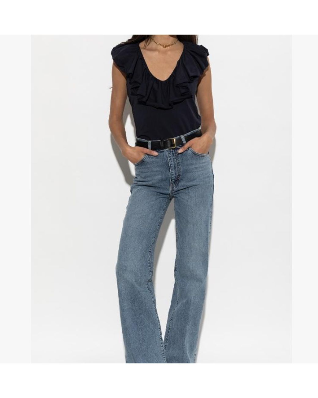 Ulla Johnson Black Sleeveless Ruffled Top