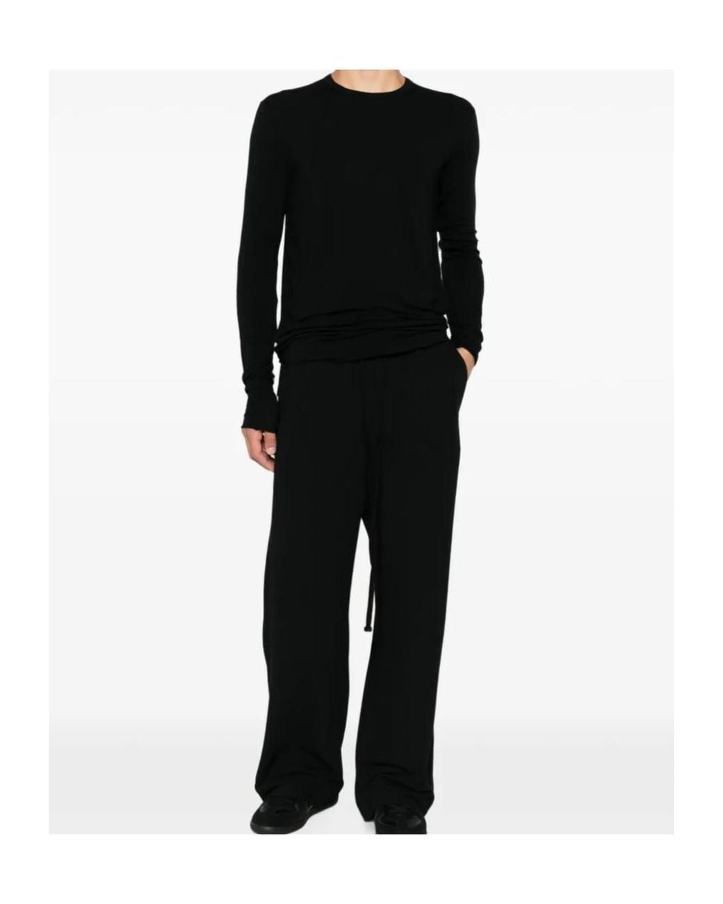 Thom Krom Black Raw-Edge Crew-Neck Sweater for men