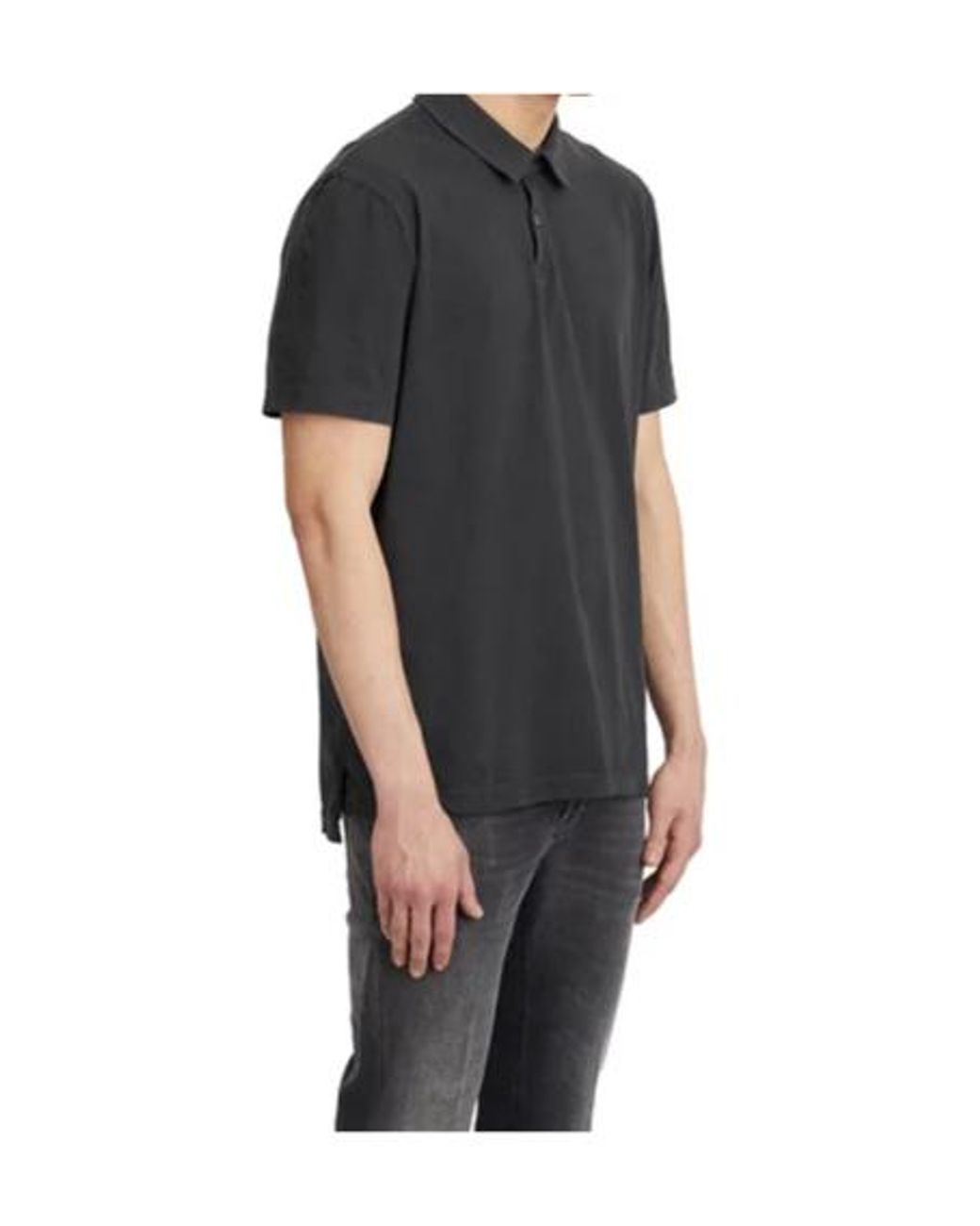 James Perse Black Short-Sleeved Polo Shirt for men