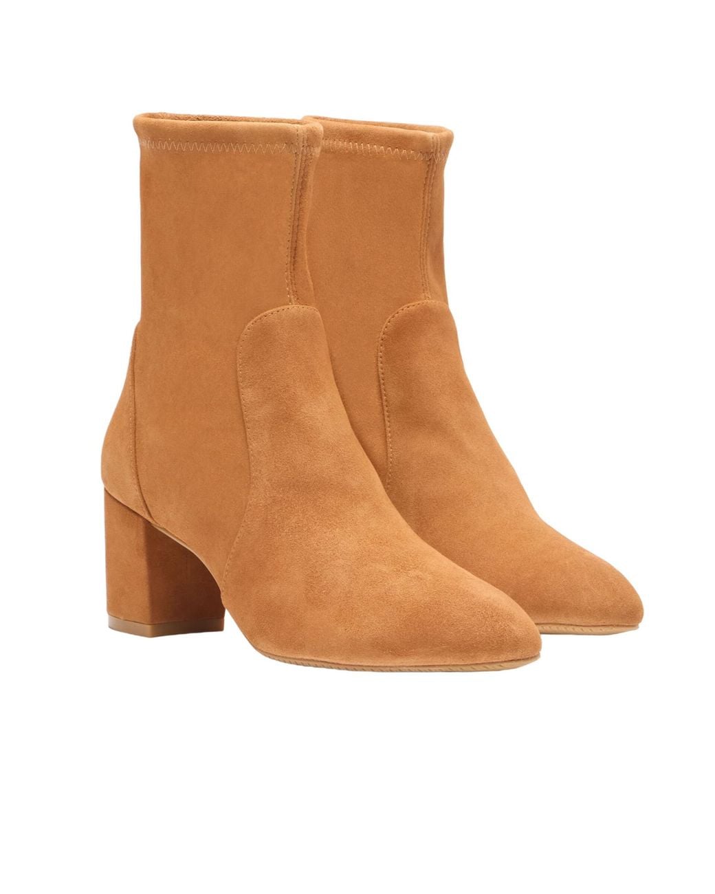 Stuart Weitzman Brown Yuliana Block Heeled Sock Boots