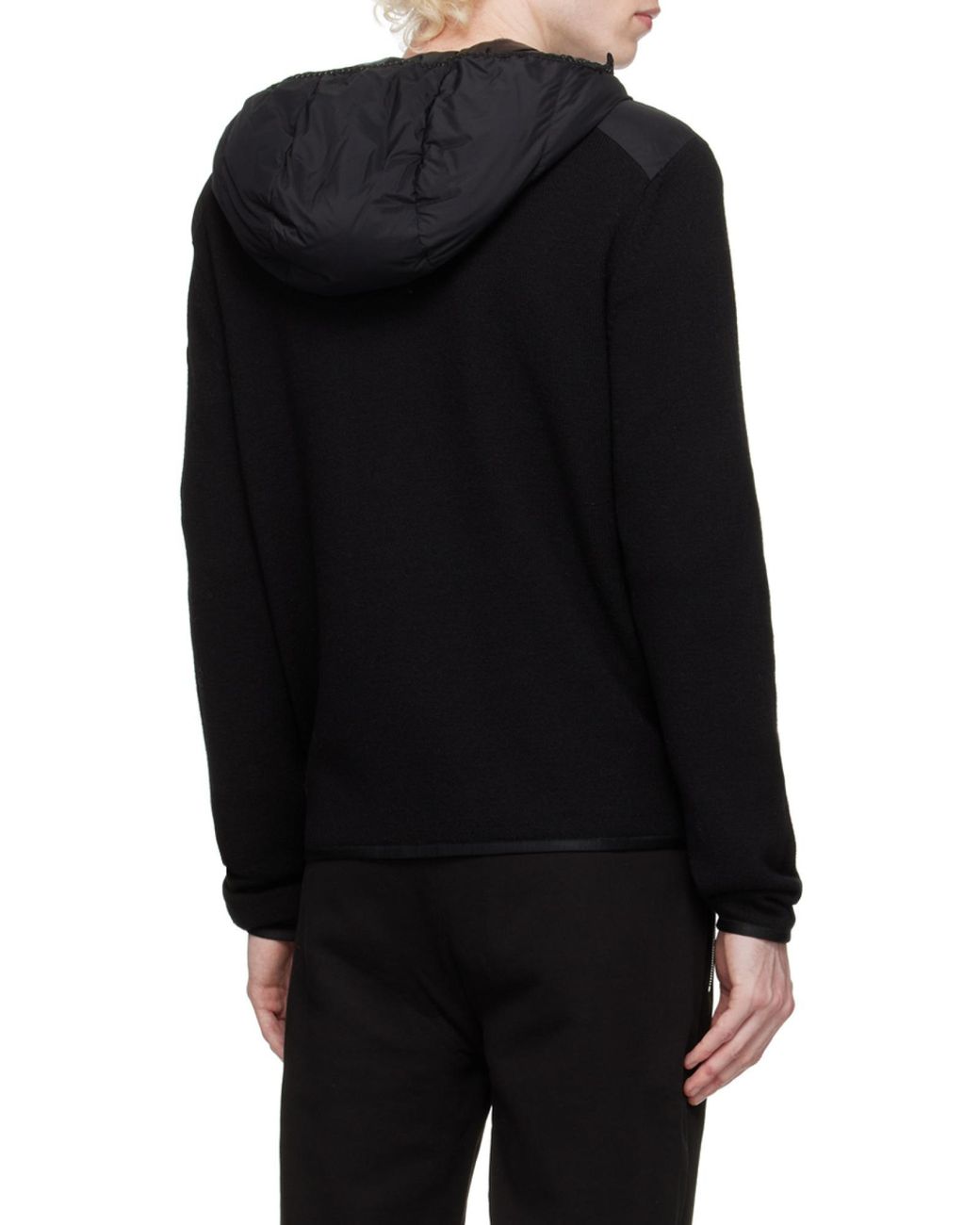 Moncler Black Padded Wool Hoodie for men