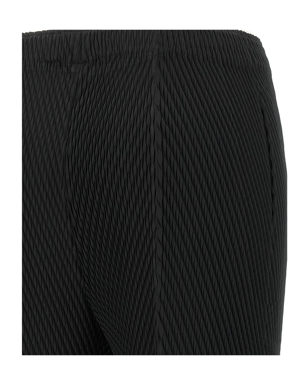 Issey Miyake Black Plissé-Effect Cropped Trousers