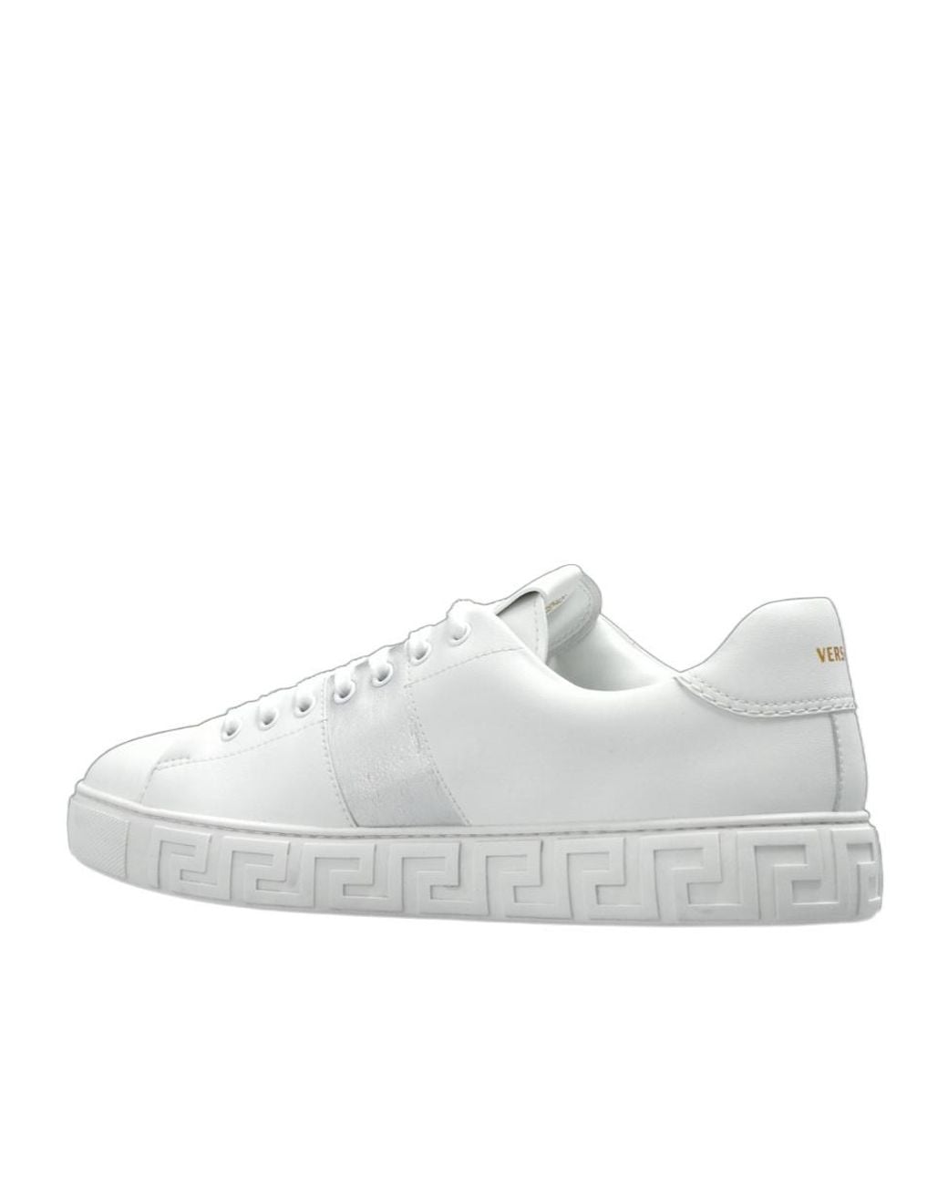 Versace White Greca Lace-Up Sneakers for men