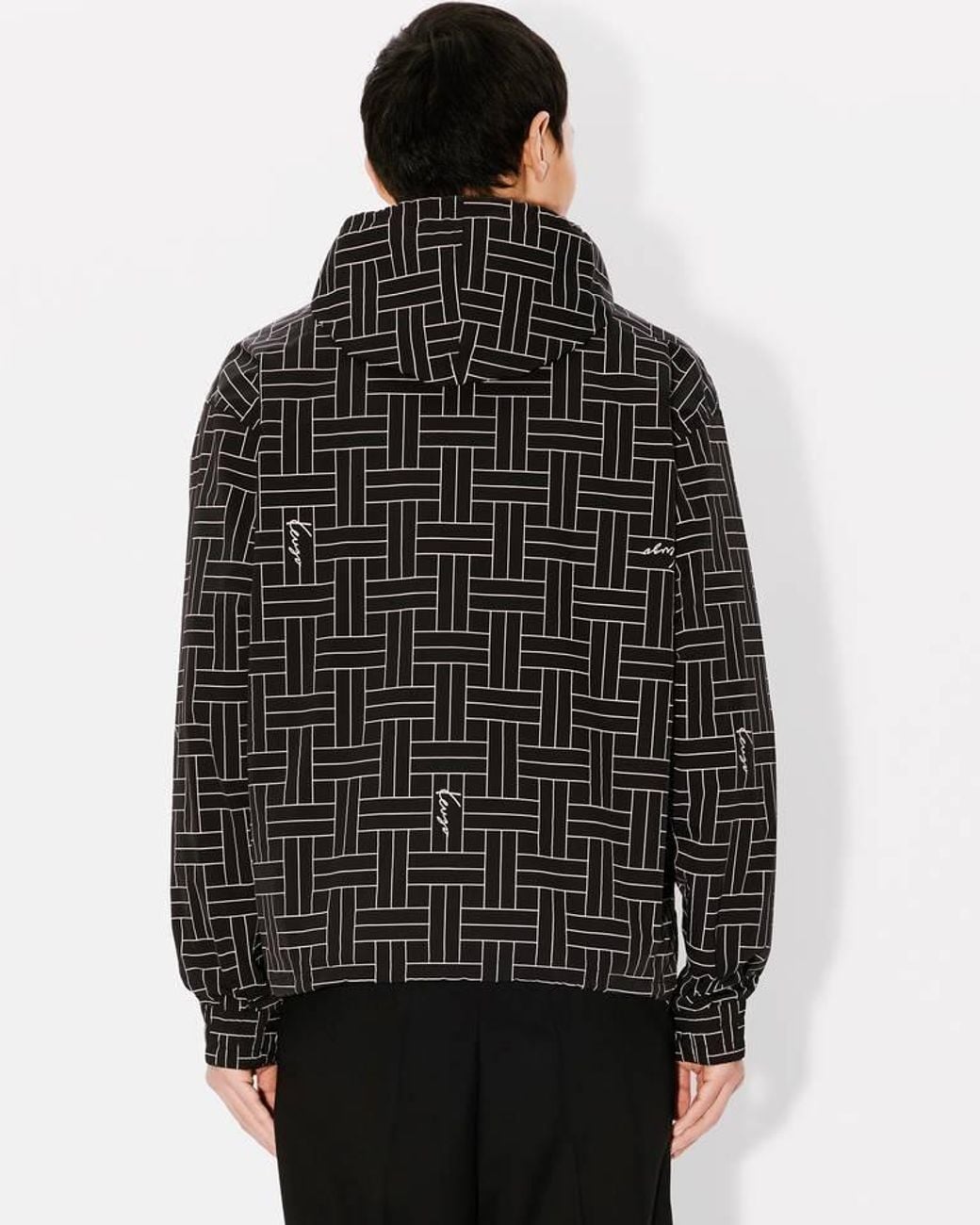 KENZO Black Weave Printed Windbreaker for men