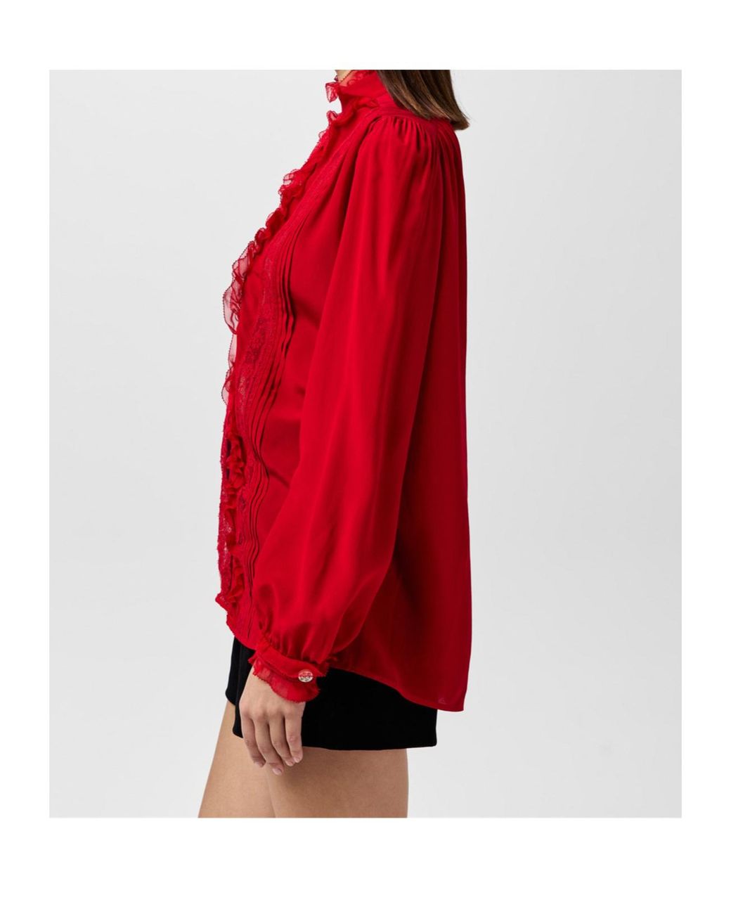 Valentino Red Ruffled Shirt