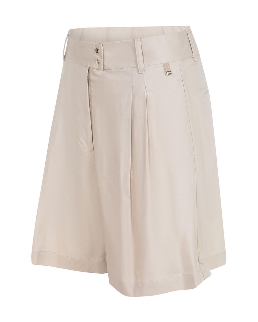 Herno White Pleated High-Waist Shorts