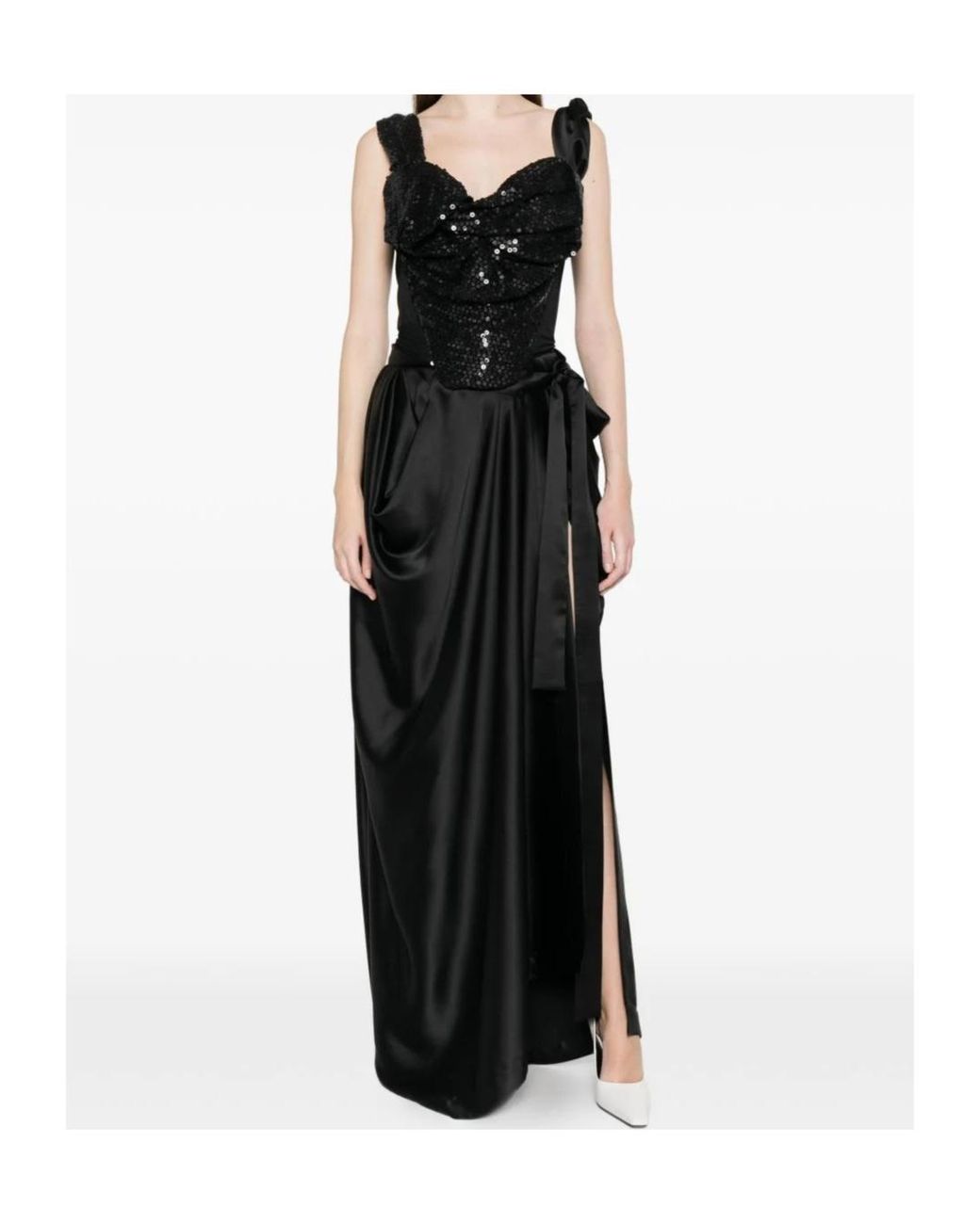Vivienne Westwood Black Knot Sequin Embellished Corset Top