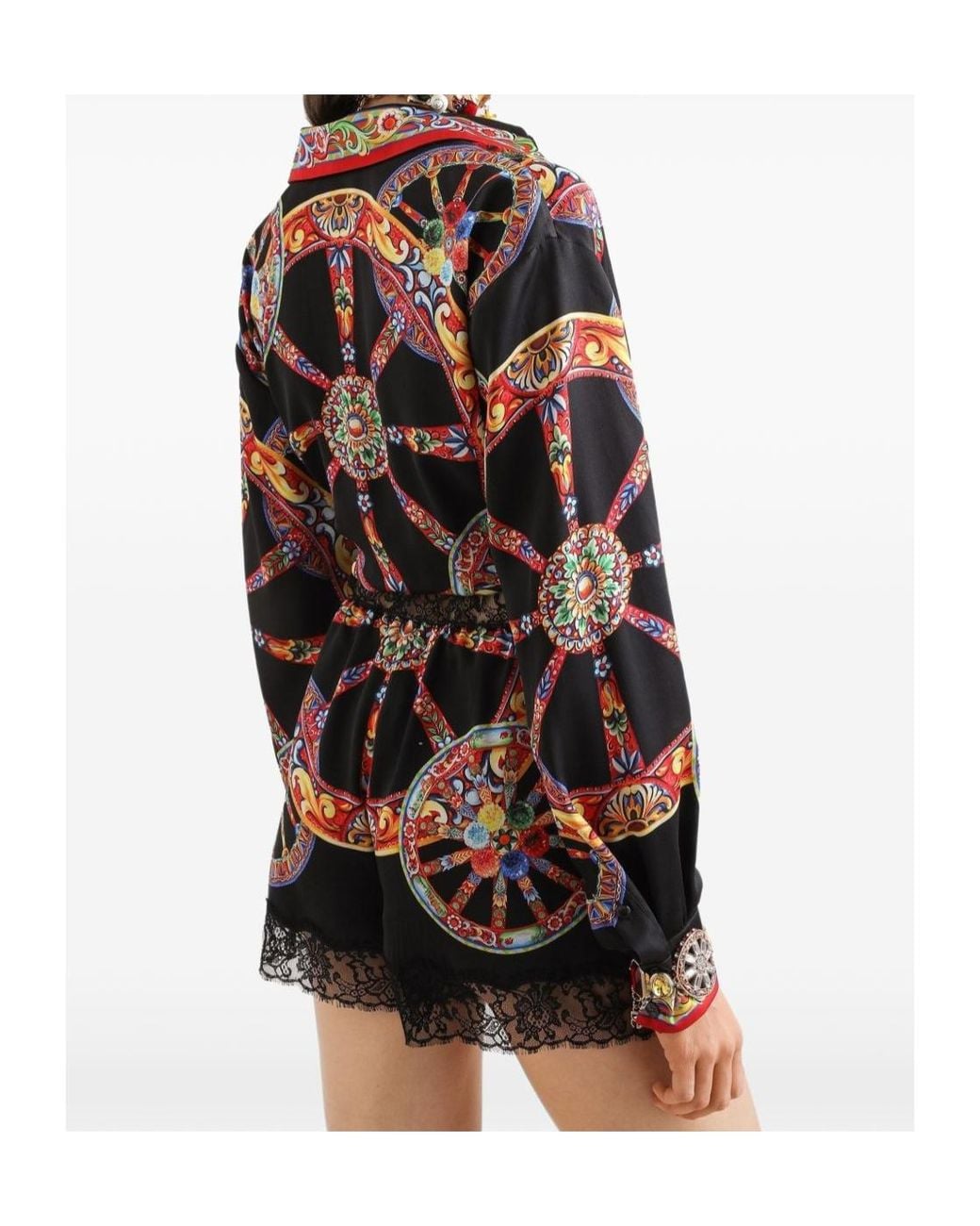 Dolce & Gabbana Black Carretto-Printed Satin Jumpsuit