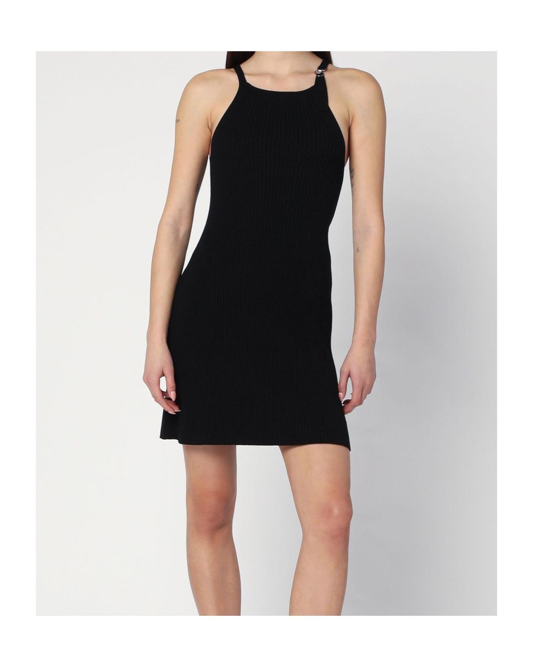 Courreges Black Ribbed Mini Dress