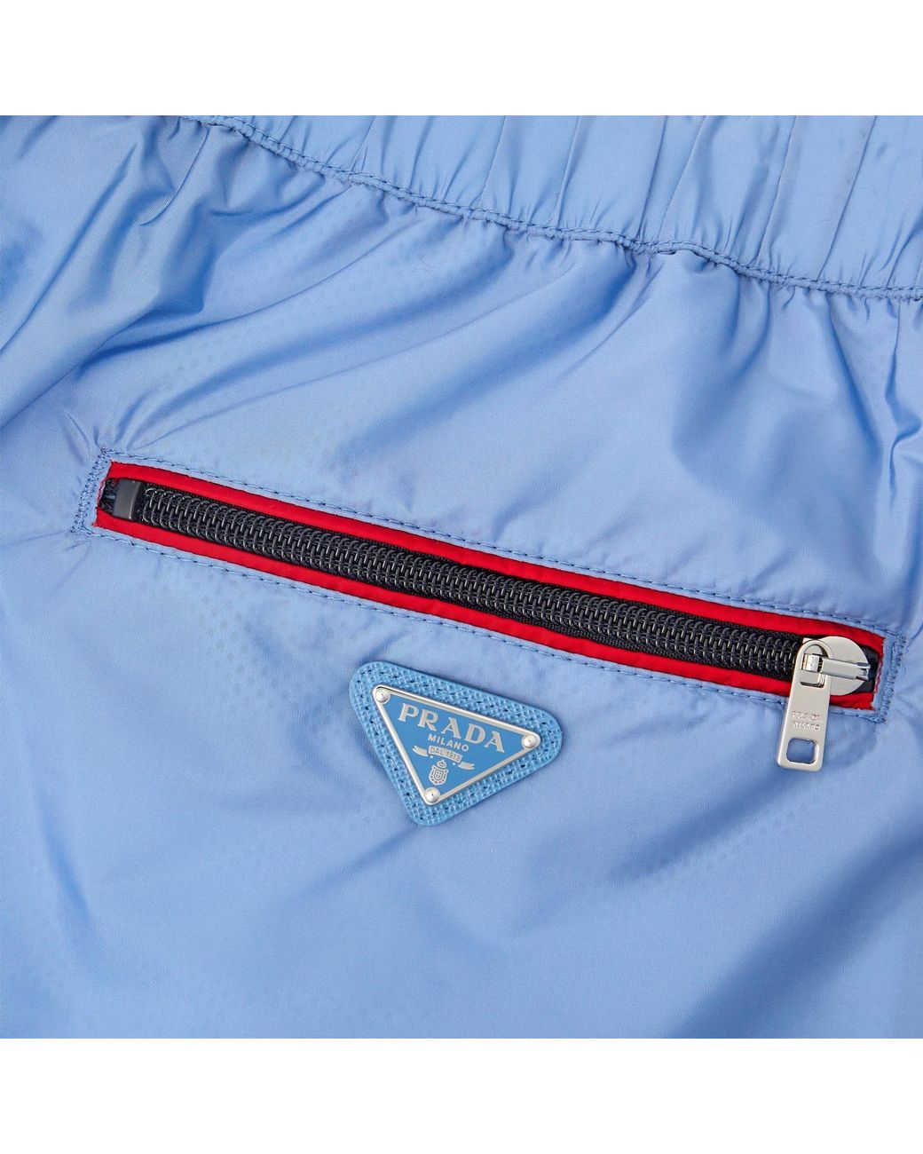 Prada Blue Solid Color Swim Trunks for men