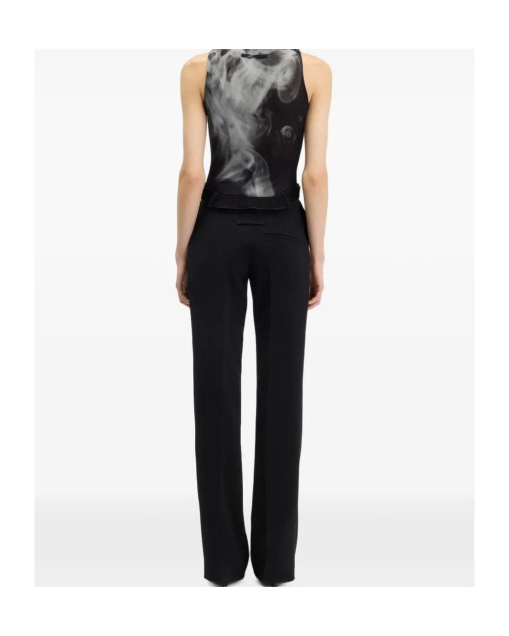 Jean Paul Gaultier Gray Smoking Printed Mesh Bodysuit