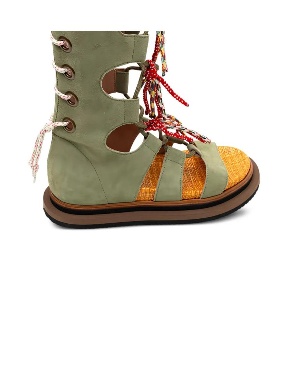 Hogan Green Lace-Up Tassel Sandals