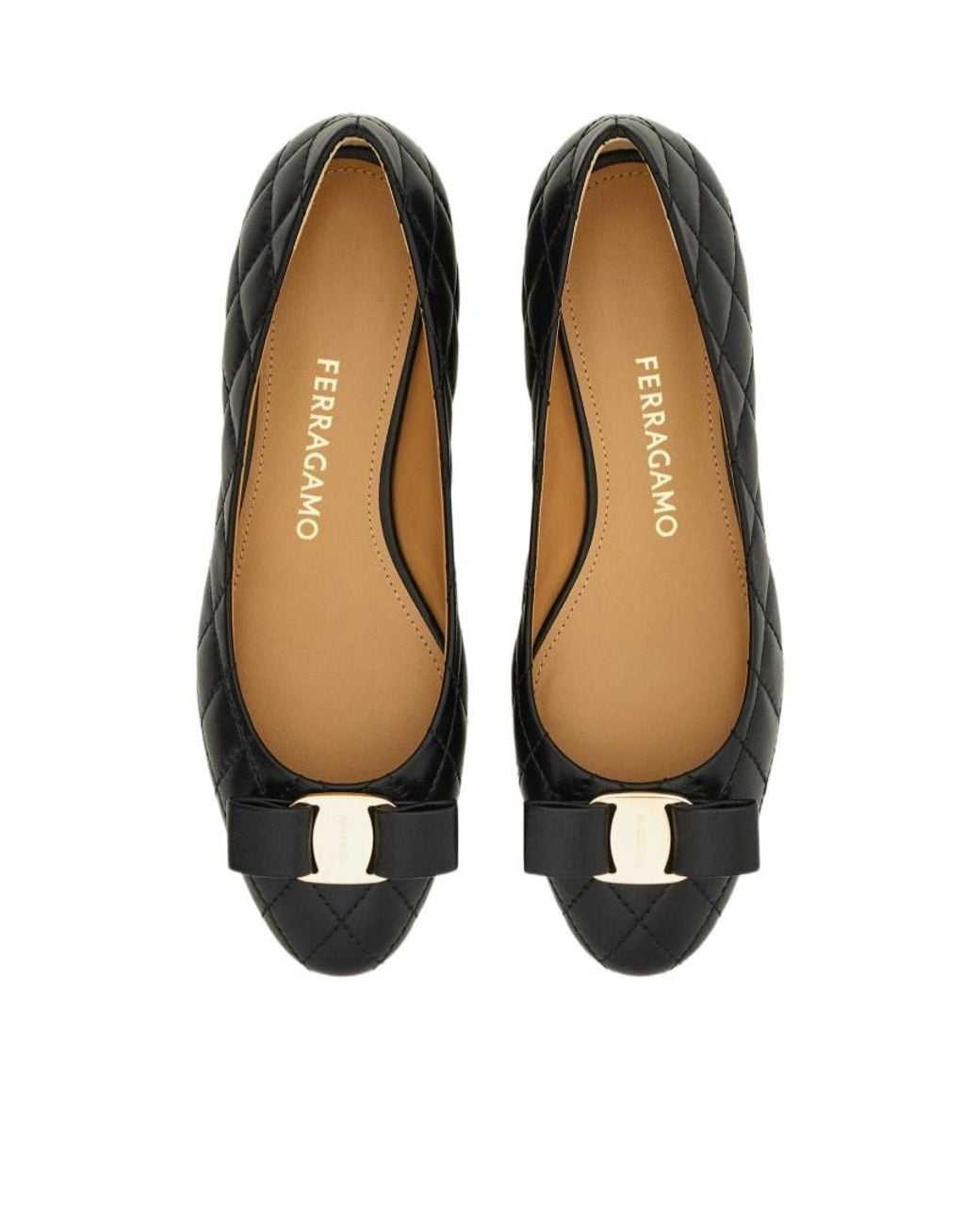 Ferragamo Black Quilted Varina Ballet Flat
