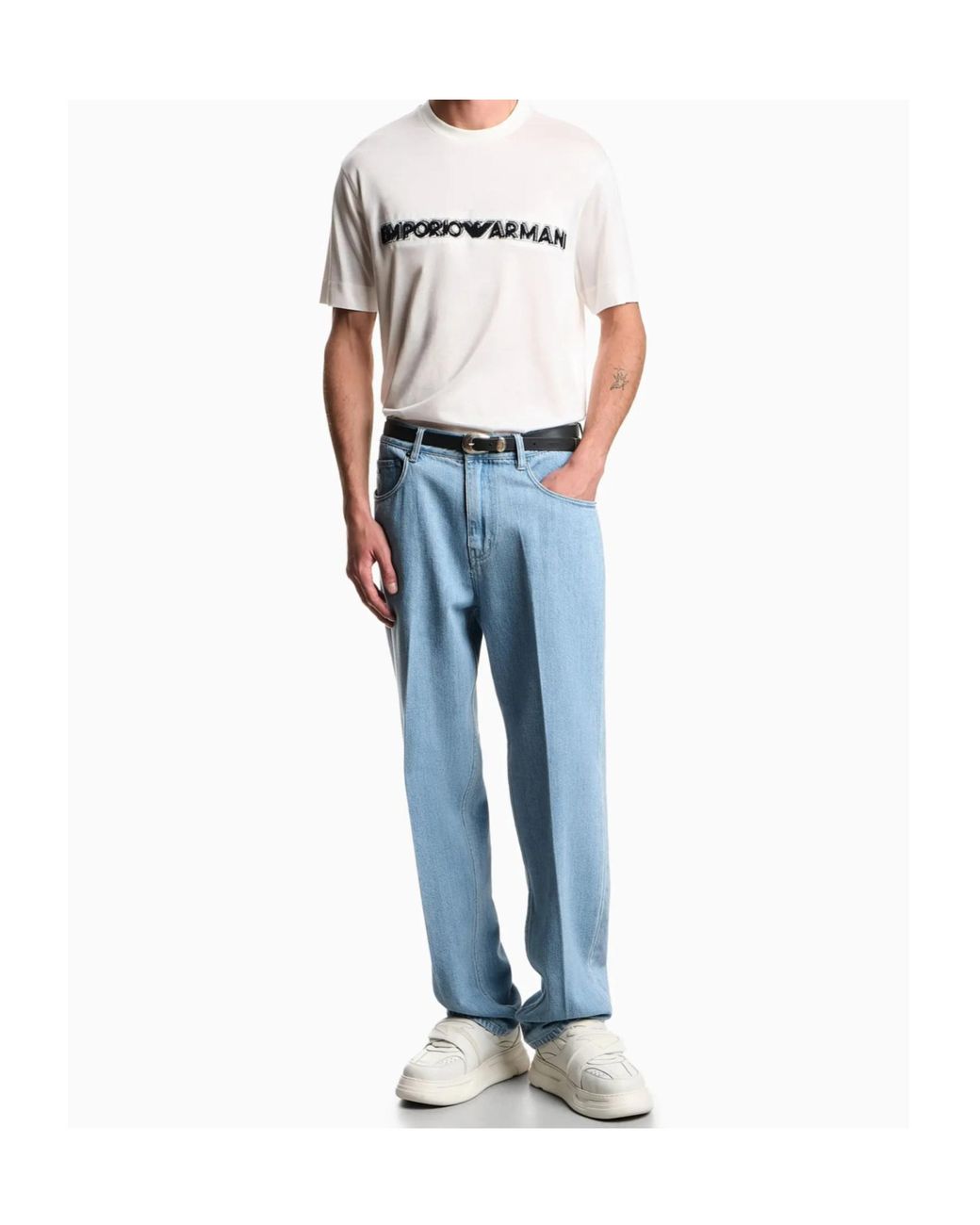 Emporio Armani White Crewneck Short-Sleeved T-Shirt for men