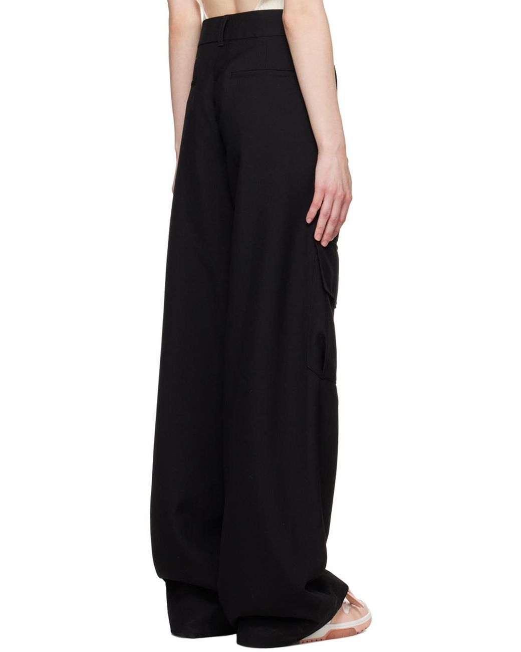 Off-White c/o Virgil Abloh Gray Logo Detailed Wide Leg Trousers