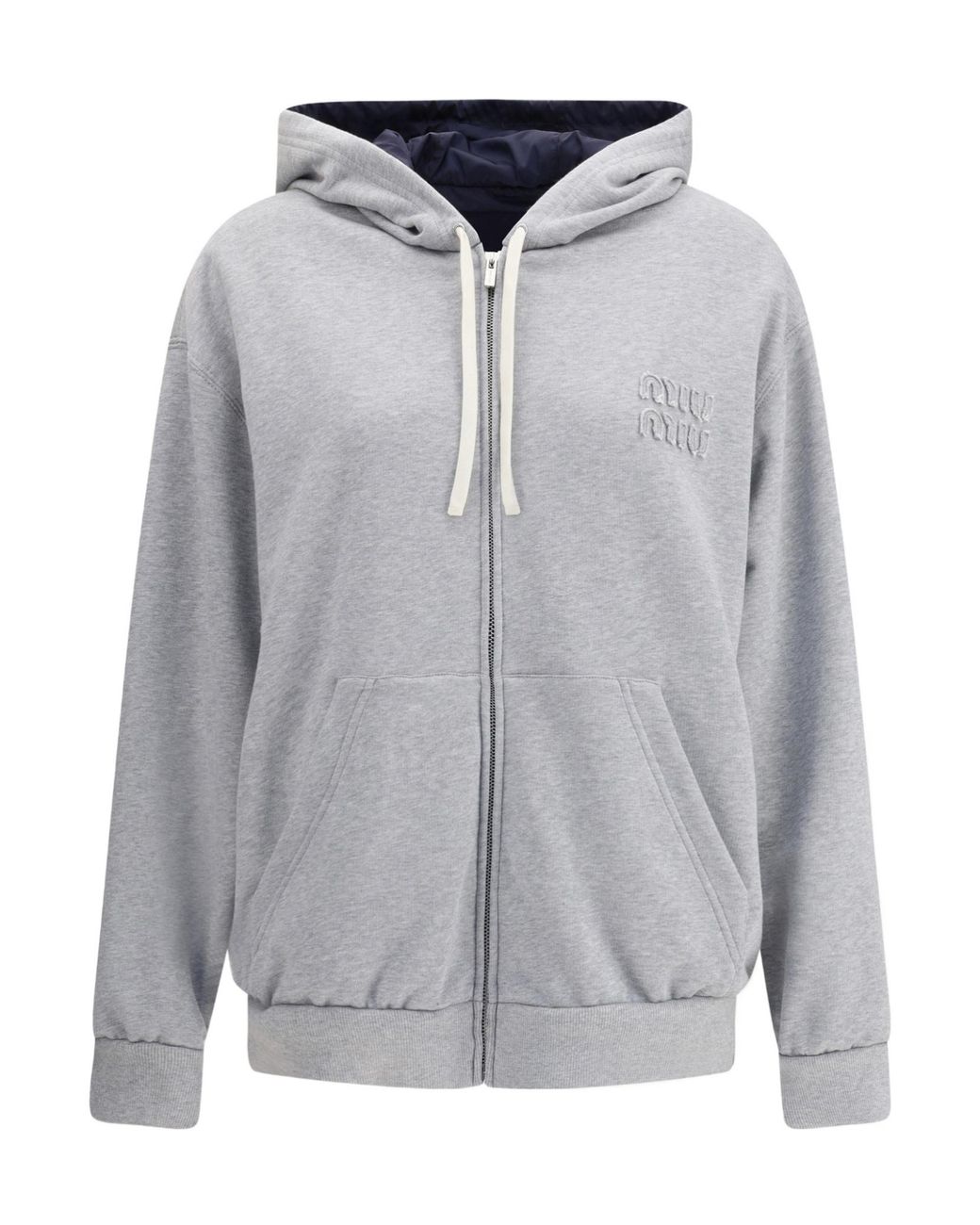 Miu Miu Gray Jersey And Technical Pongé Blouson Jacket