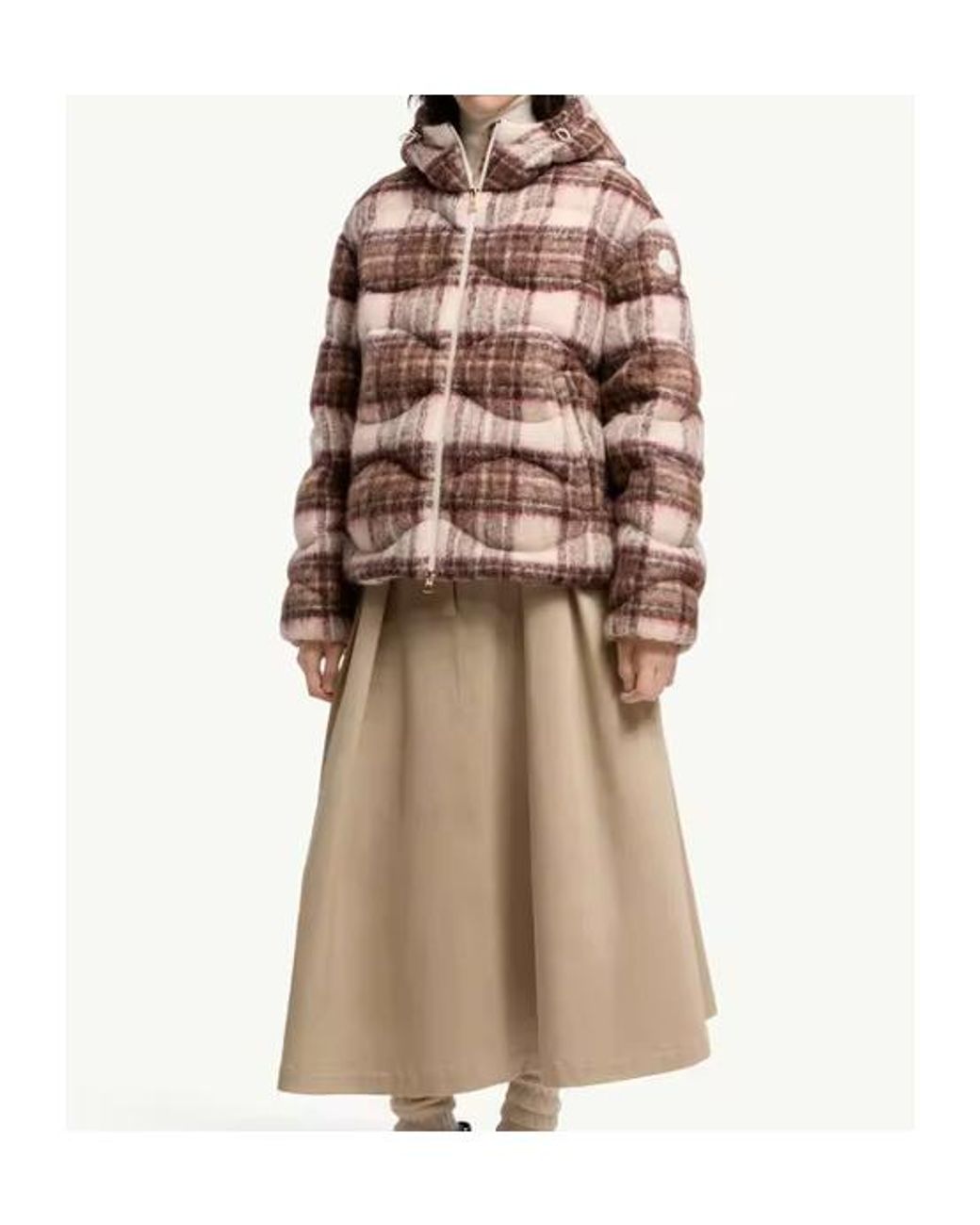 Moncler Brown Cervi Wool Blend Hooded Short Down Jacket