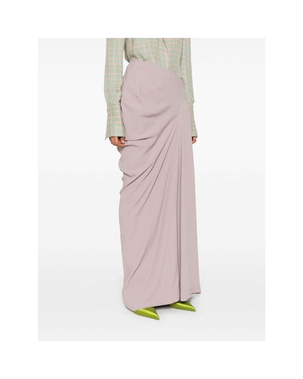 Dries Van Noten Purple Ruched High-Low Waist Skirt