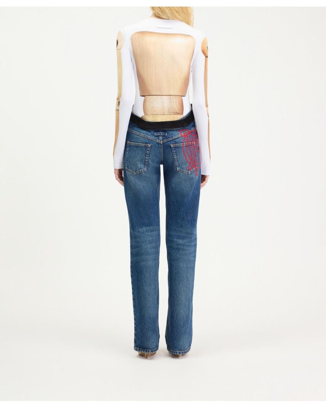 Jean Paul Gaultier Blue Curved-Seam Jeans