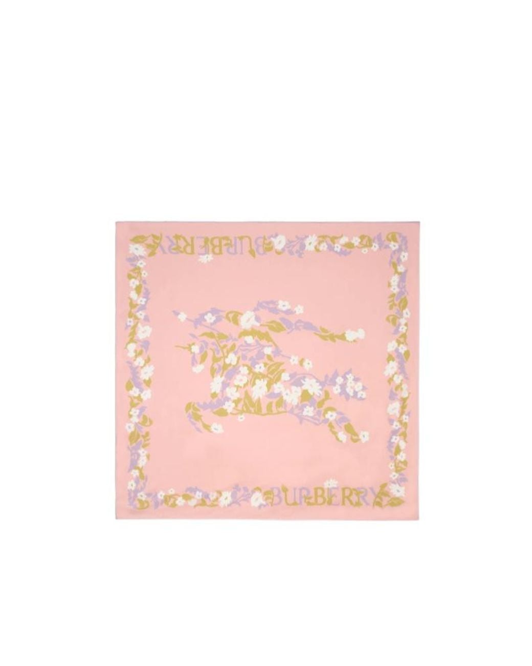 Burberry Pink Floral Prinyed Finished-Edge Scarf