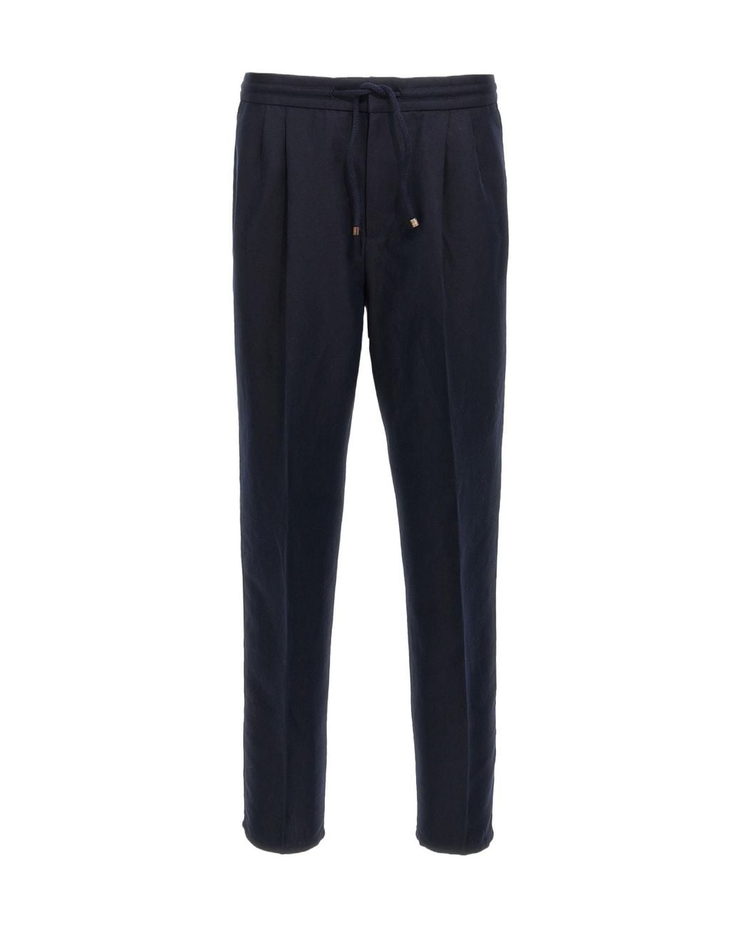 Brunello Cucinelli Blue Drawstring Straight-Leg Trousers for men