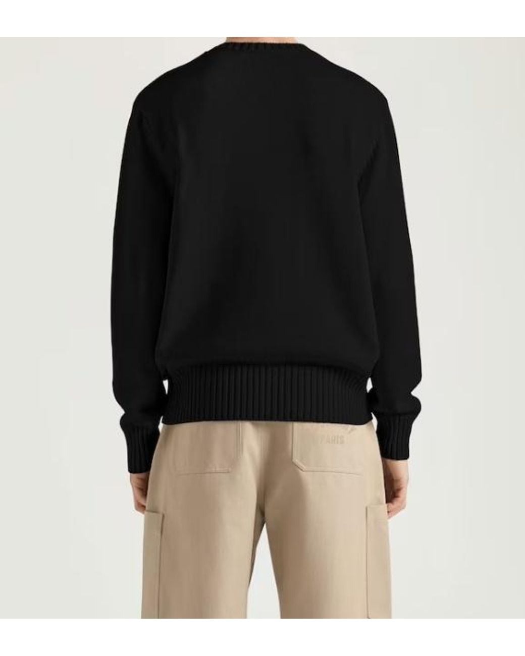 Givenchy Black Logo Embossed Ribbed Hem Sweater for men