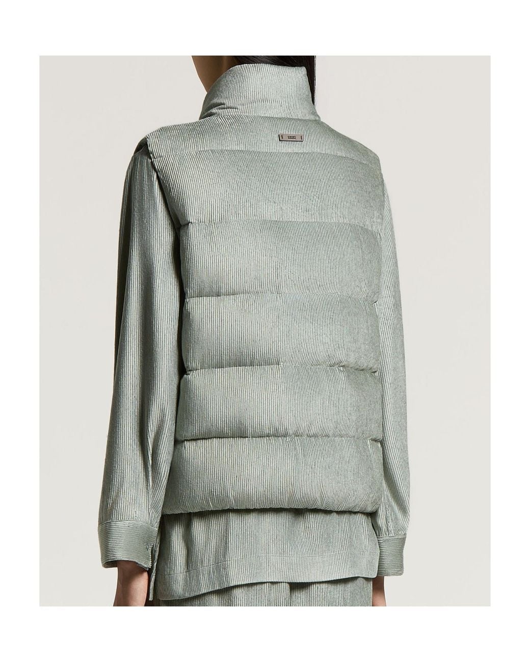 Peserico Gray Quilted Corduroy Gilet