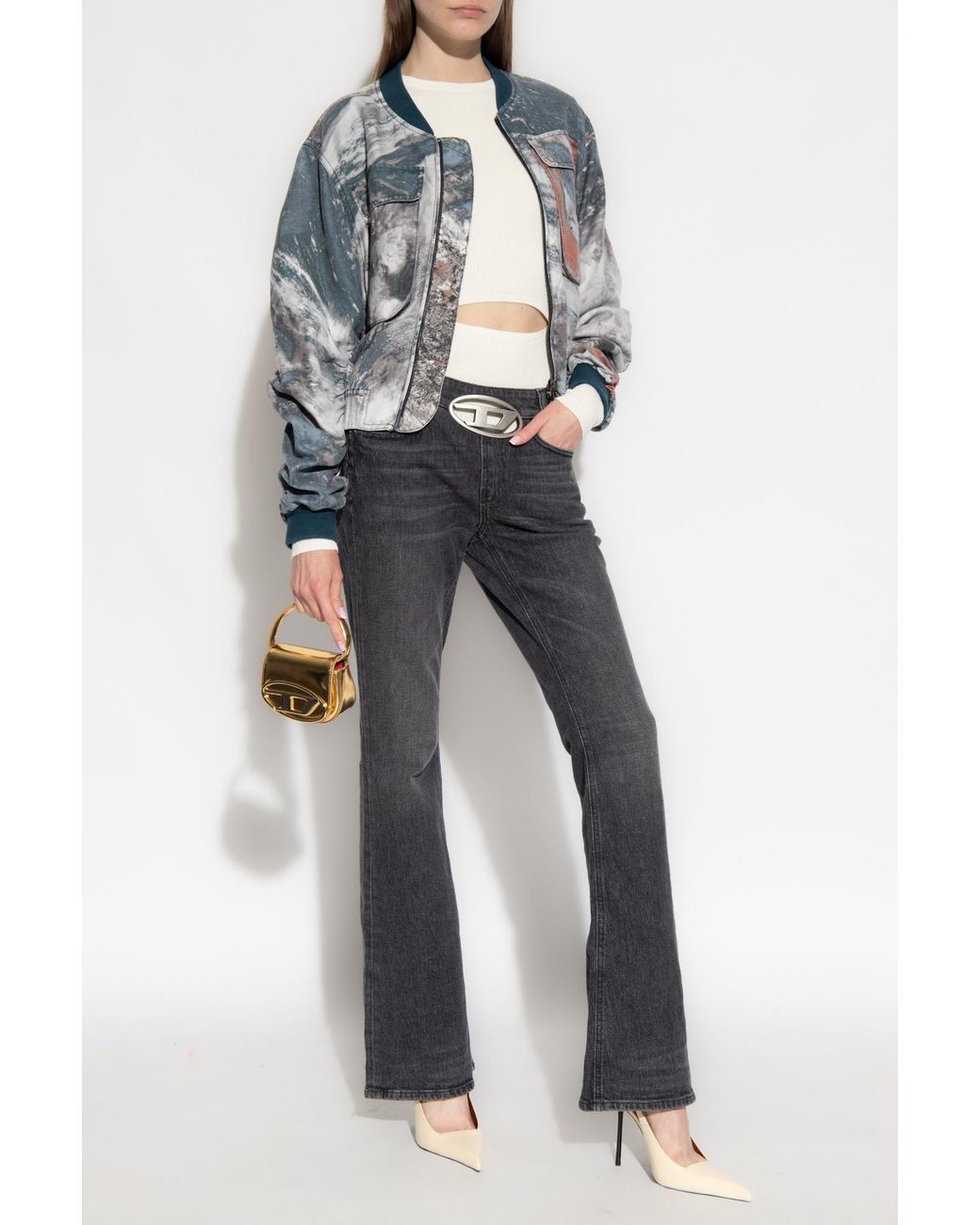 DIESEL White M Peris Cut-Out Ribbed-Knit Top