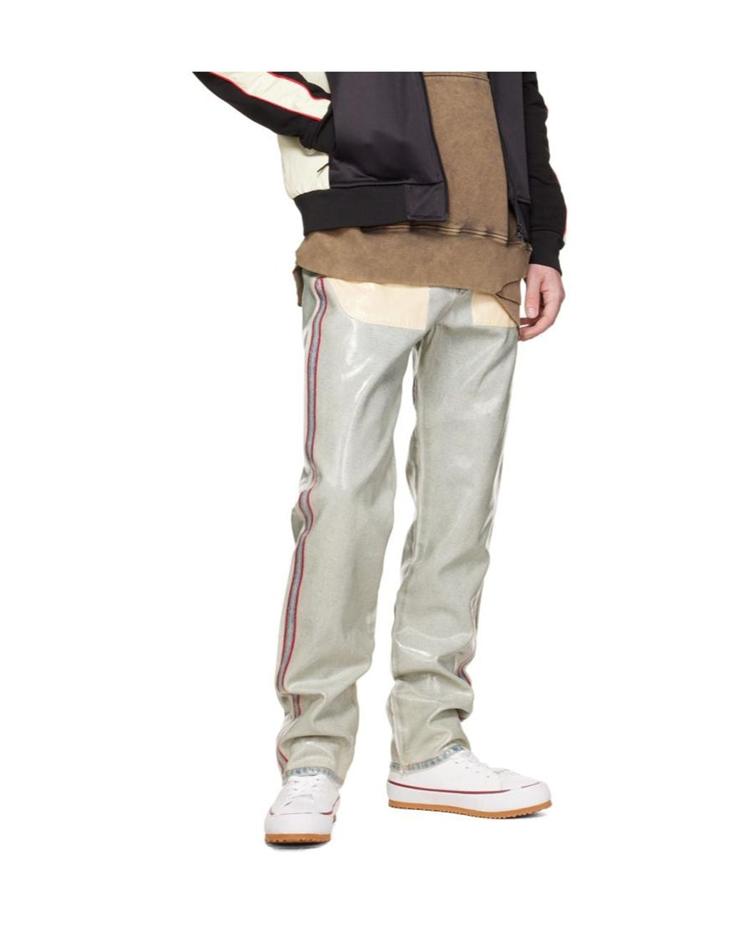 DIESEL Black Contrast Panel Straight-Leg Jeans for men