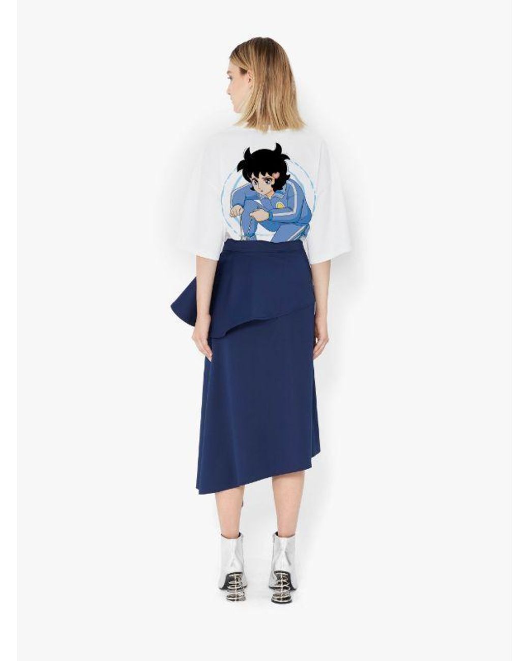 J.W. Anderson Blue Peplum-Waist Asymmetric Skirt