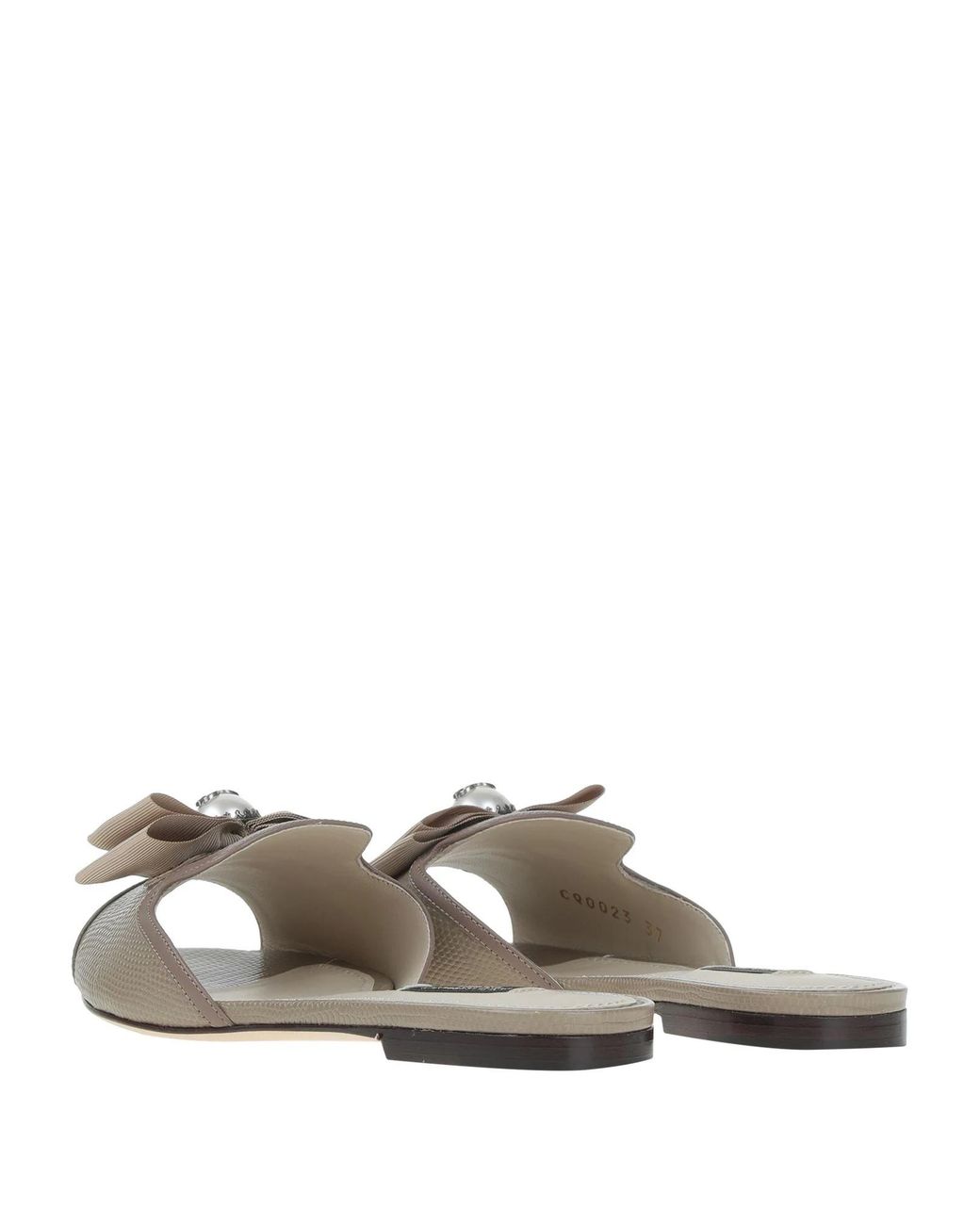 Dolce & Gabbana White Two-Tone Leather Slippers