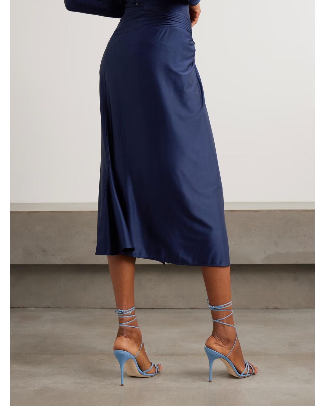 Rabanne Blue Pleated Midi Skirt