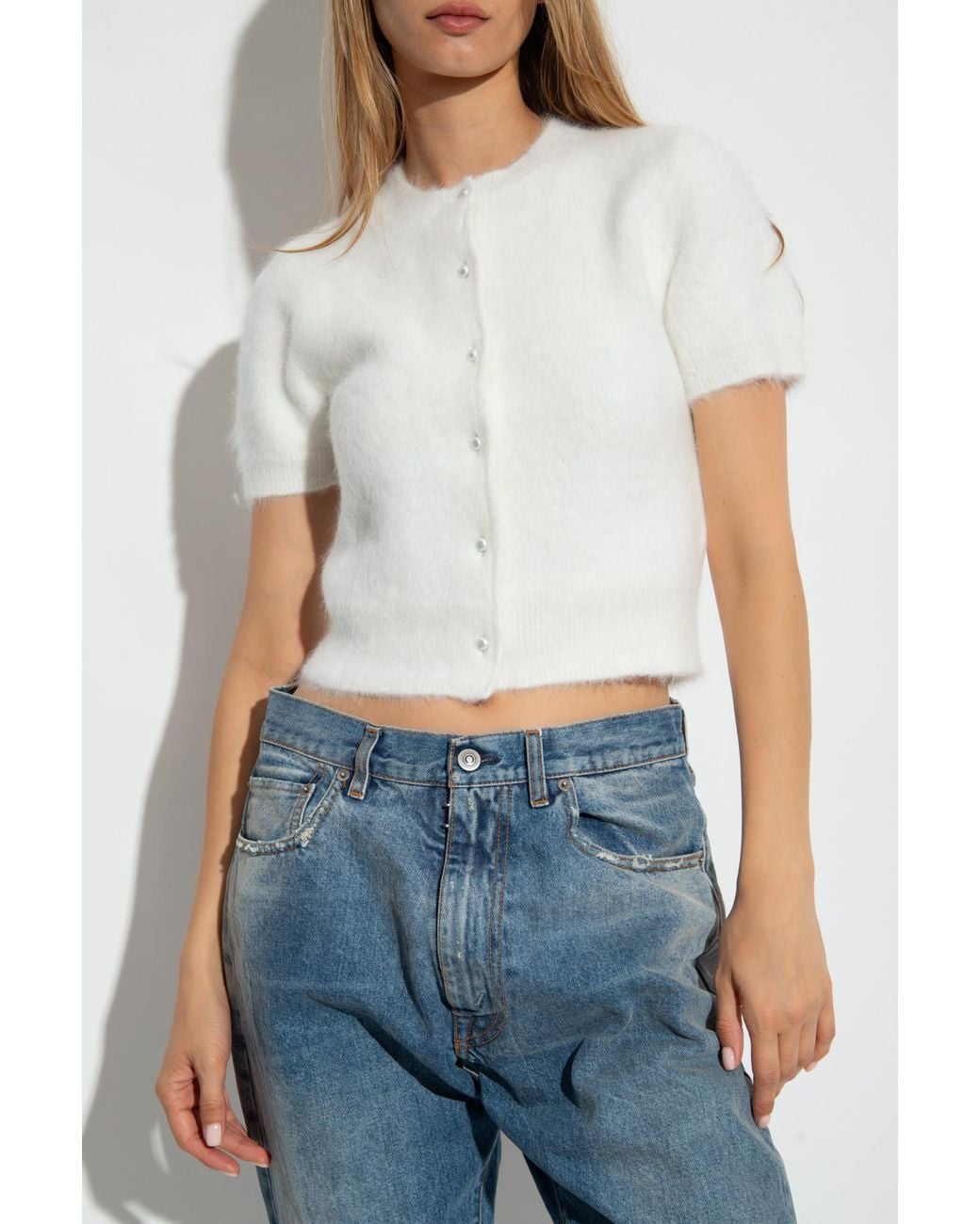 Maison Margiela White メゾン マルジェラ ボタンアップ ニット トップ