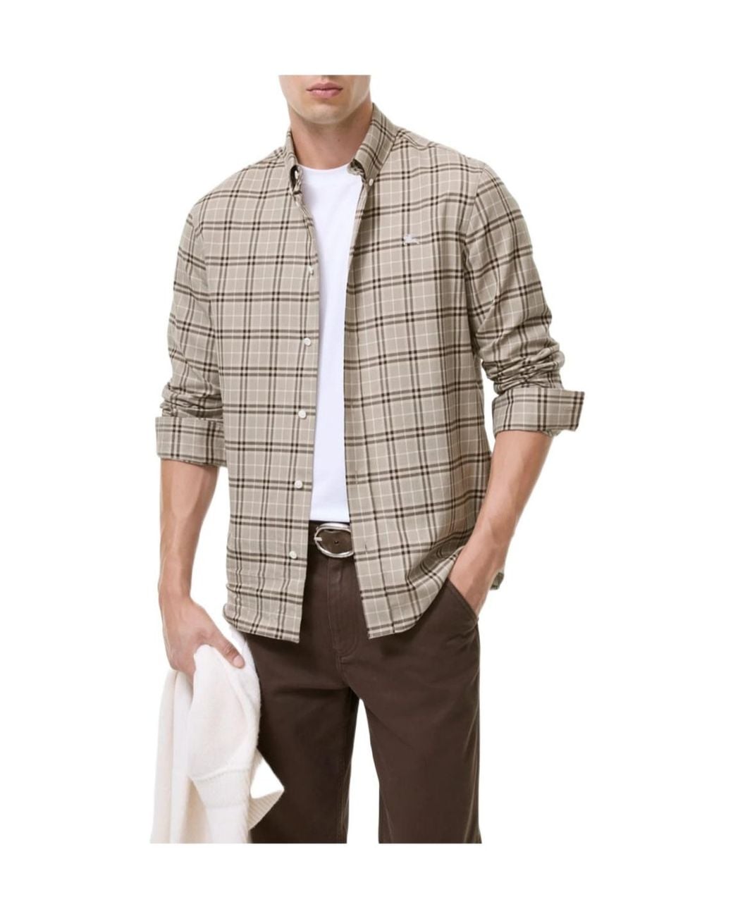 Burberry Gray Apos;S Cadoc Wool Check Overshirt for men