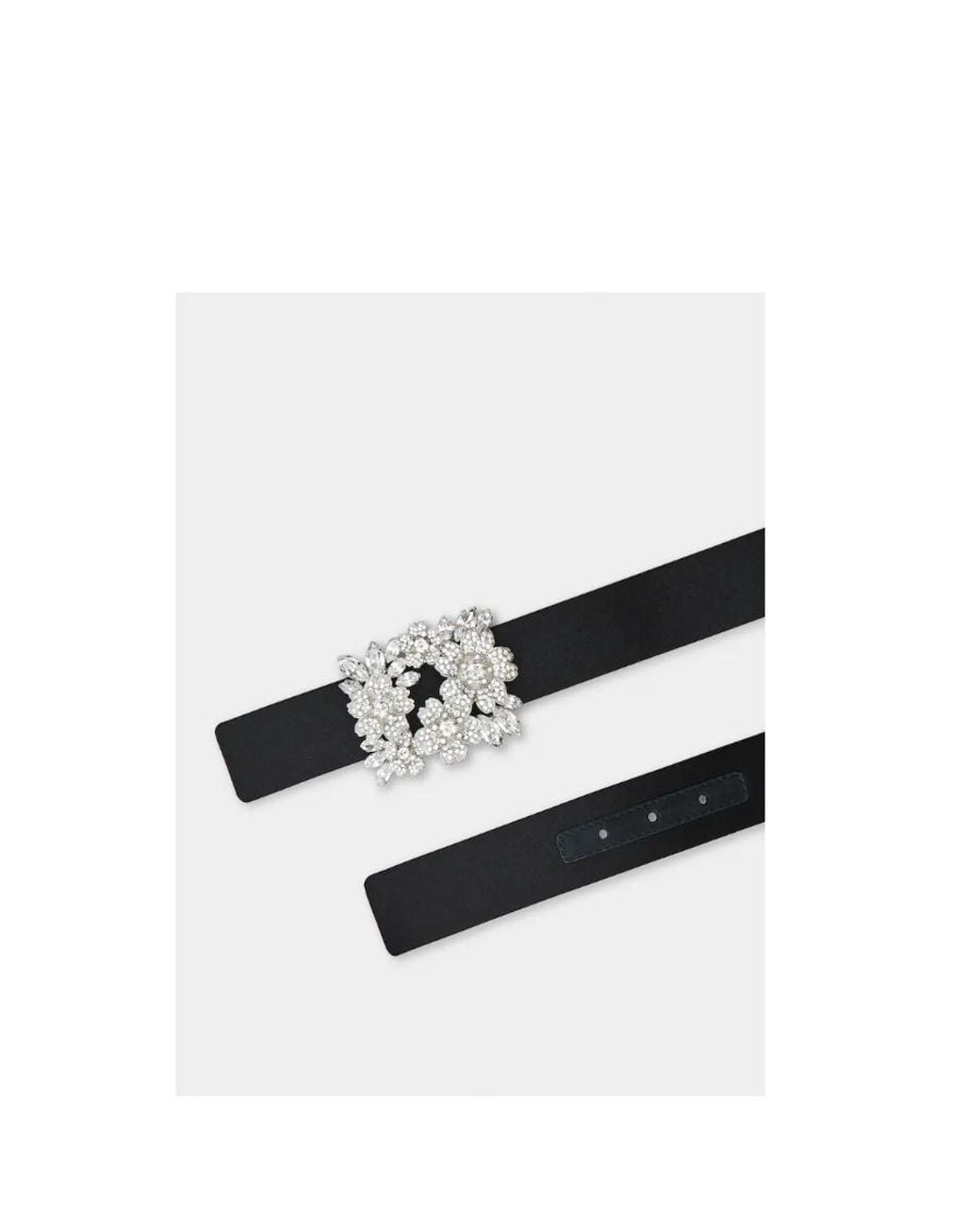 Roger Vivier Black Bouquet Strass Versailles Diamond Buckle Belt