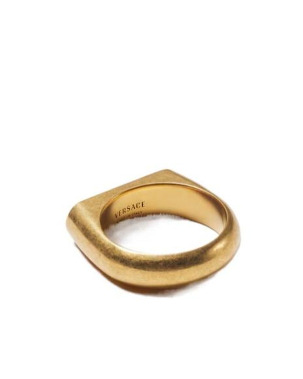 Versace Metallic Logo Plaque Signet Ring for men