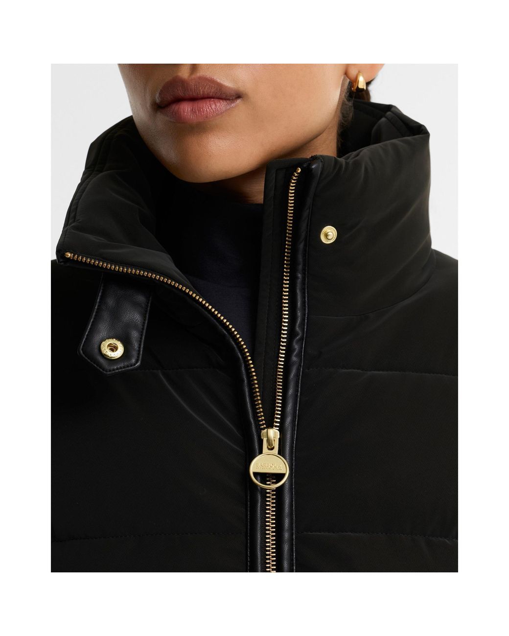 Barbour Black Cropped Velvet Puffer Jacket