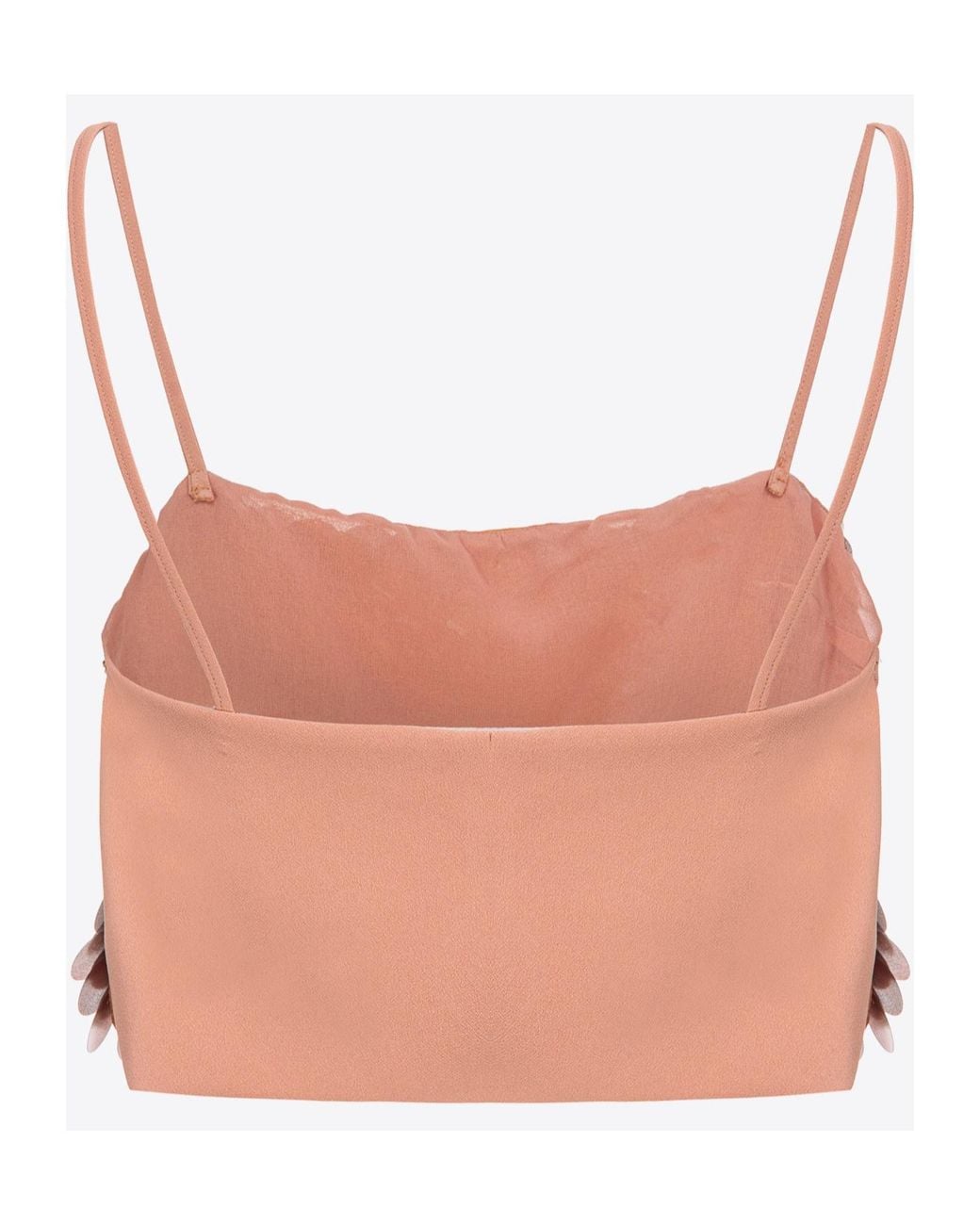 Pinko Brown Sequin Mirror Embellished Cropped Top
