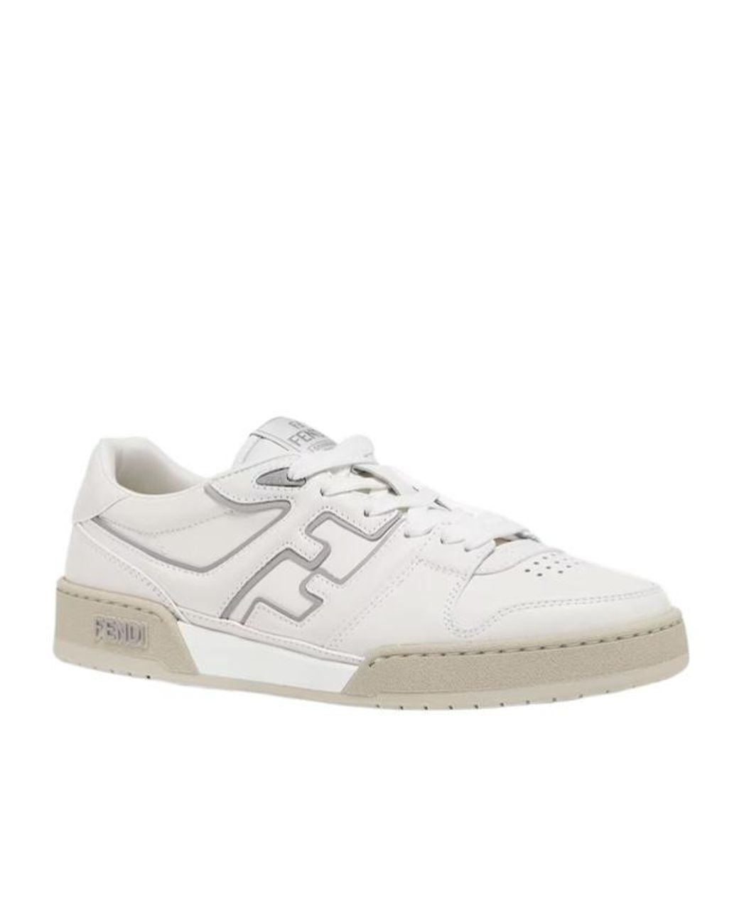 Fendi White Match Panelled Low-Top Sneakers for men