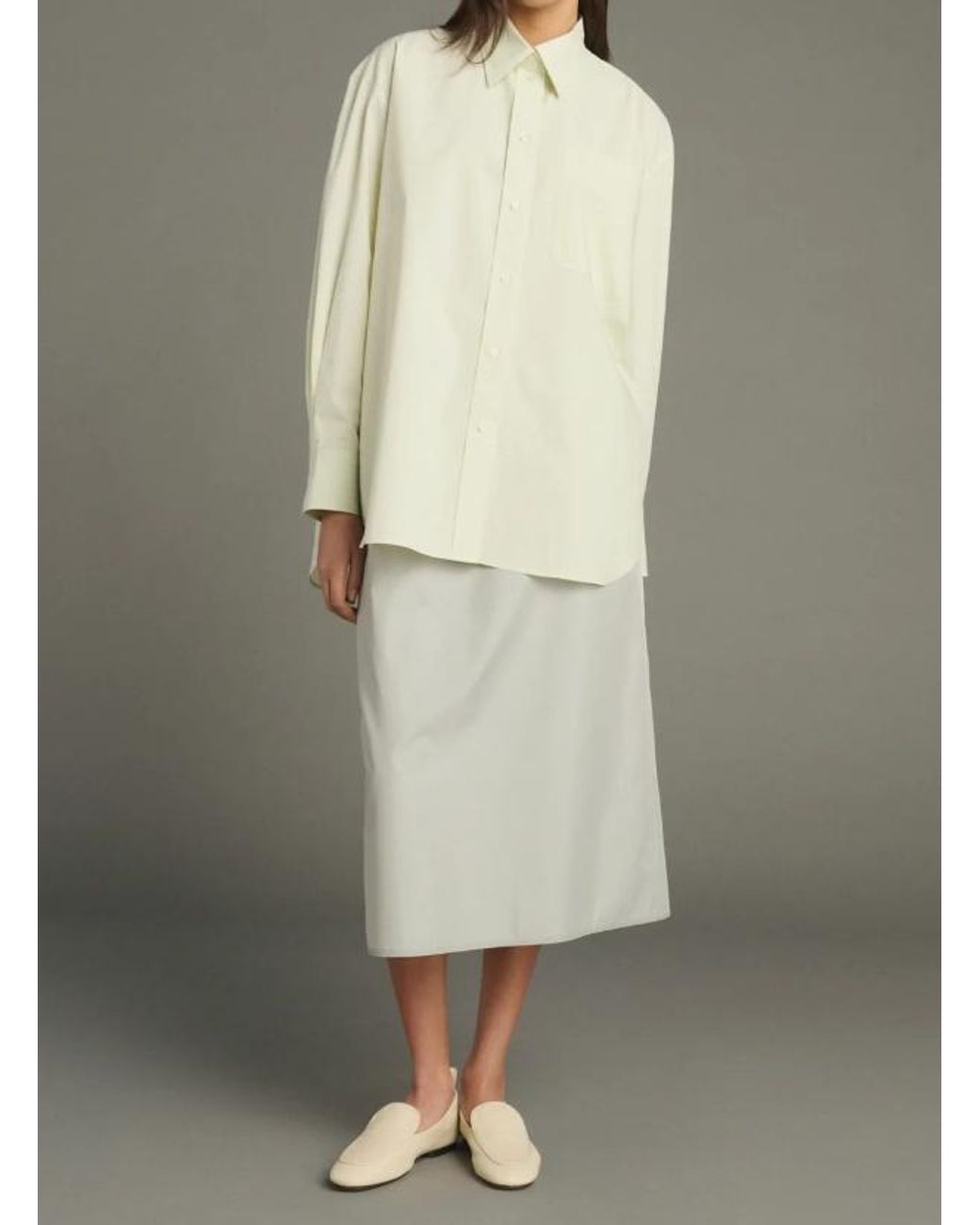 Soeur Gray Elastic Waist A-Line Midi Skirt