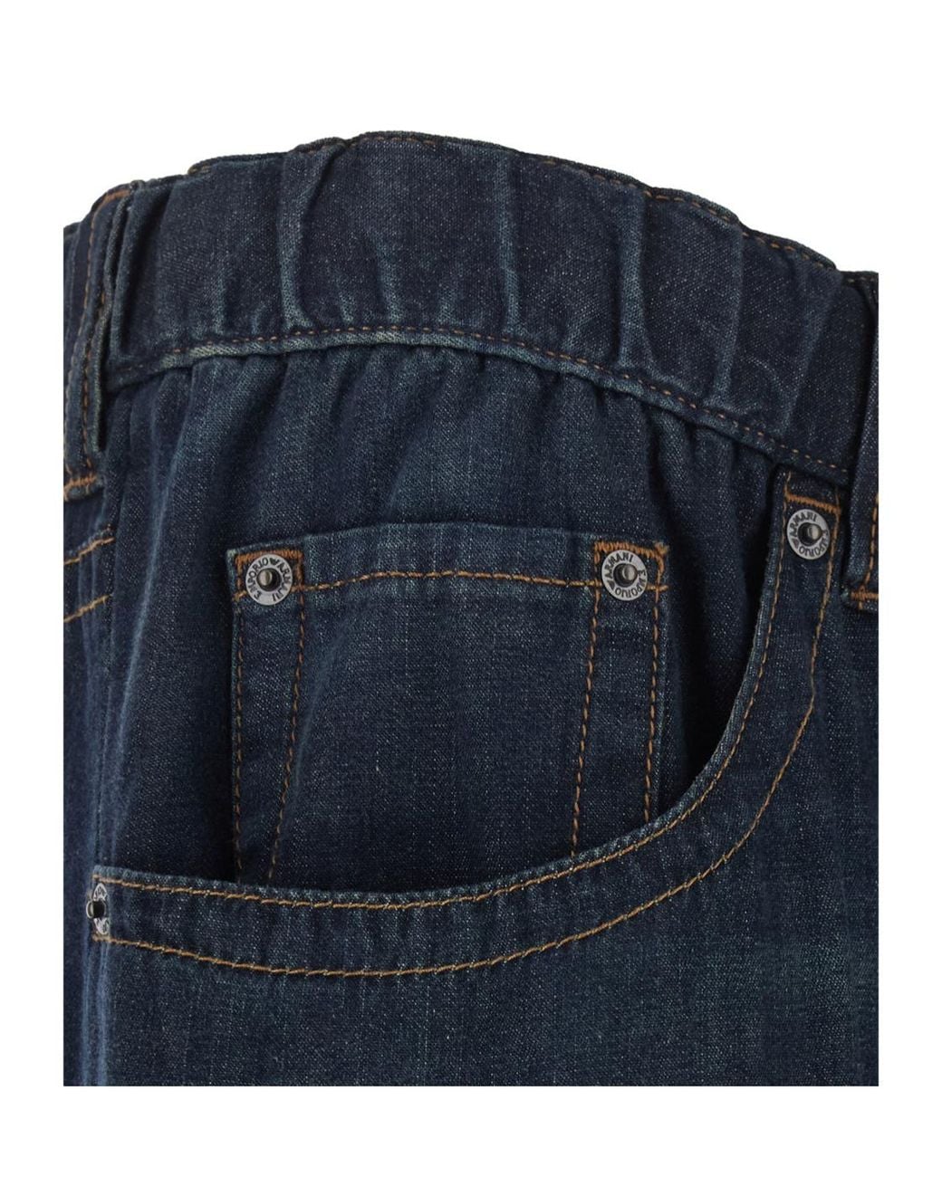 Emporio Armani Gray Denim Jeans With Elastic Waistband And Contrast Stitching for men