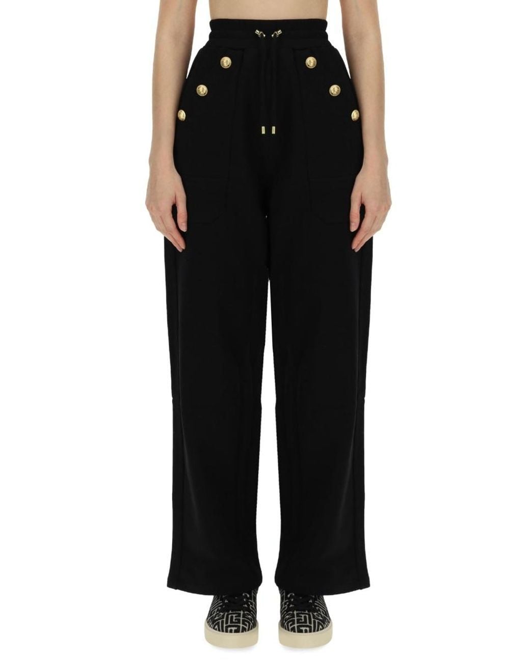 Balmain Black Loose-Fitting Buttoned Joggers