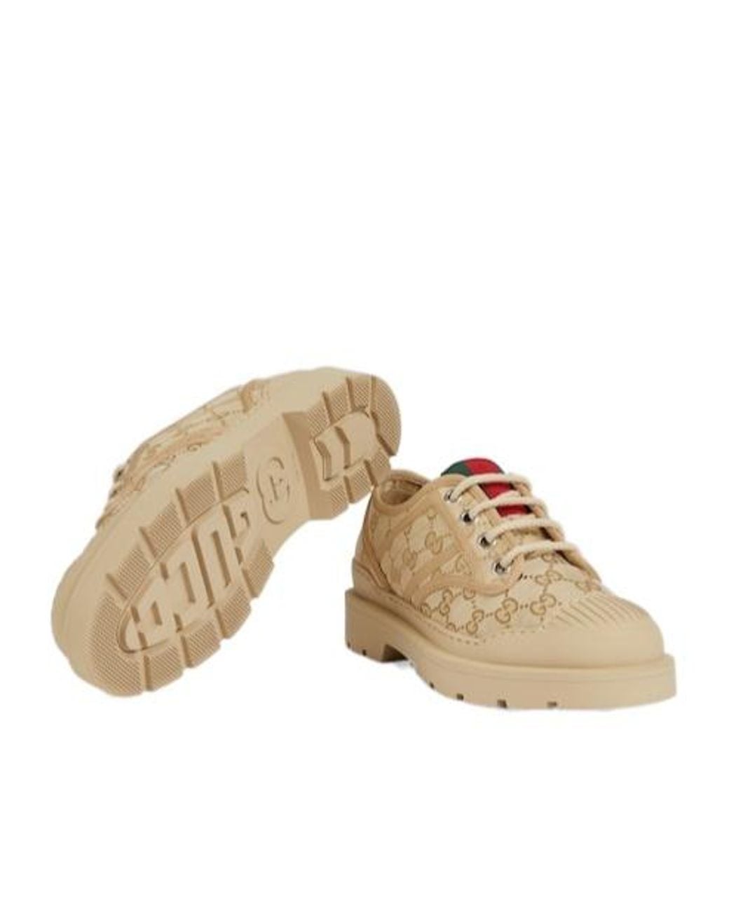 Gucci Natural Lace-Up Shoe With Web