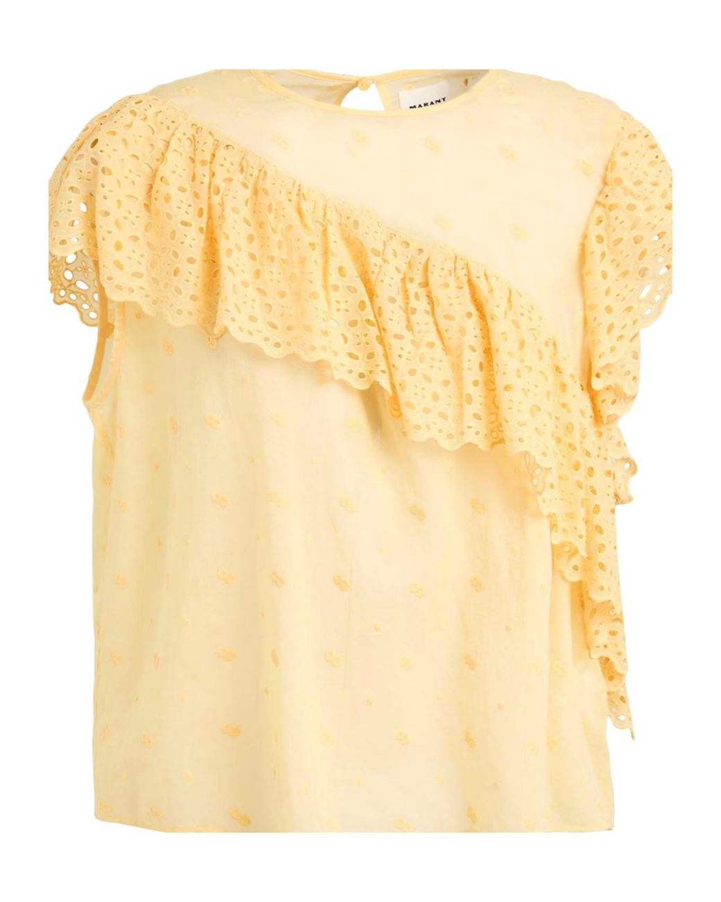 Isabel Marant Yellow Solid Embroidered Short-Sleeve Top