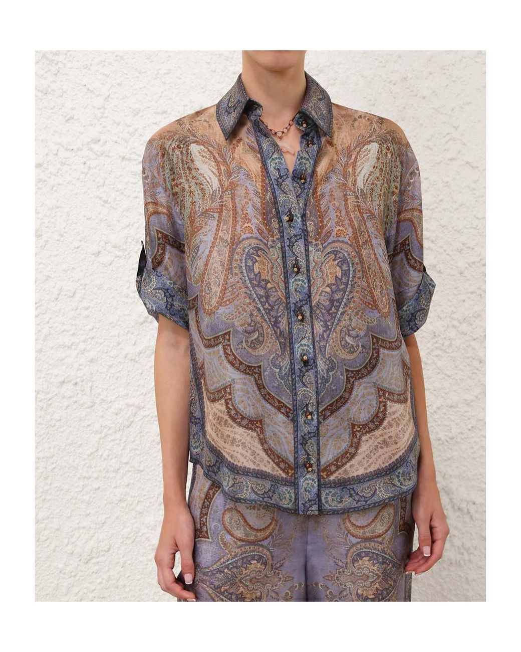 Zimmermann Gray Wanderlust Short Sleeved Shirt