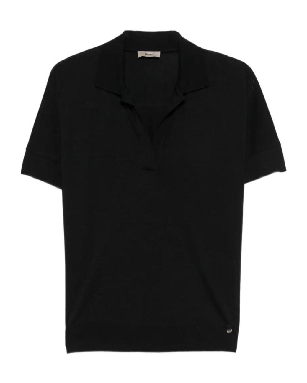 Herno Black V-Neck Short-Sleeve T-Shirt