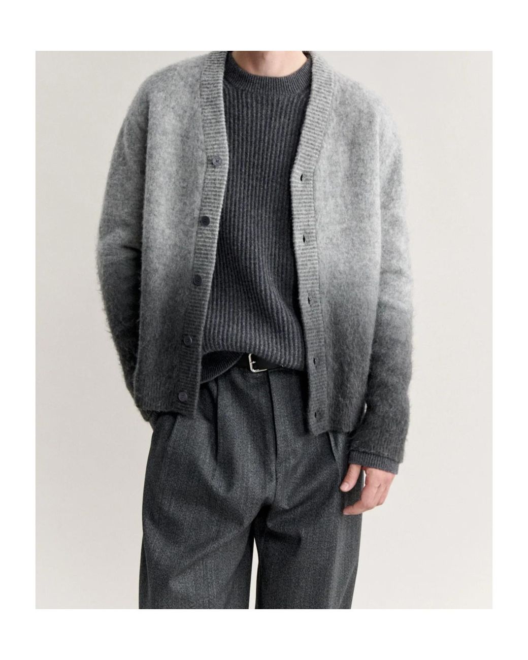 Maison Kitsuné Gray Ombré-Effect V-Neck Cardigan for men